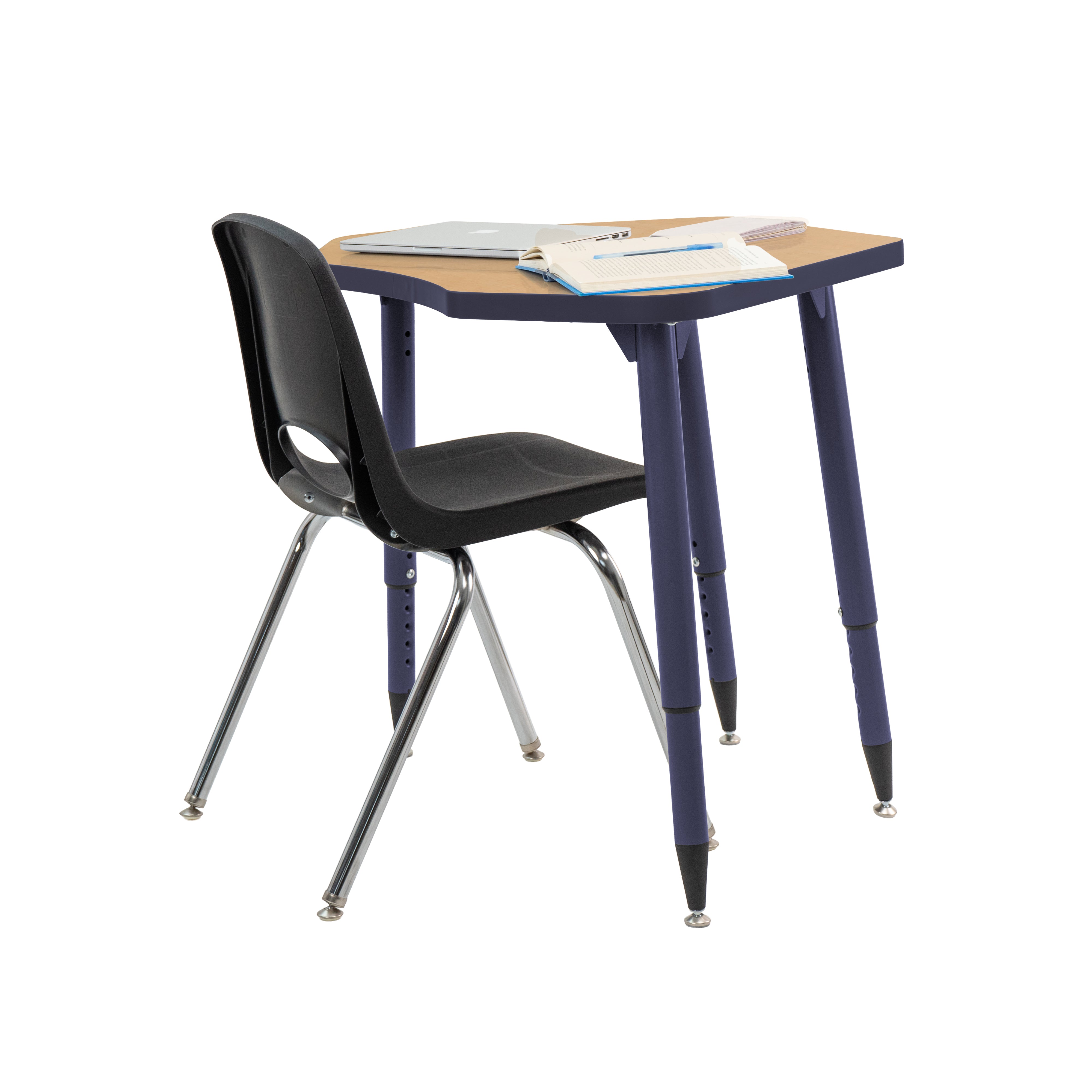 Adapte 24" x 36" Petal Thermofused Activity Table with Adjustable Tapered Legs - Maple/Navy