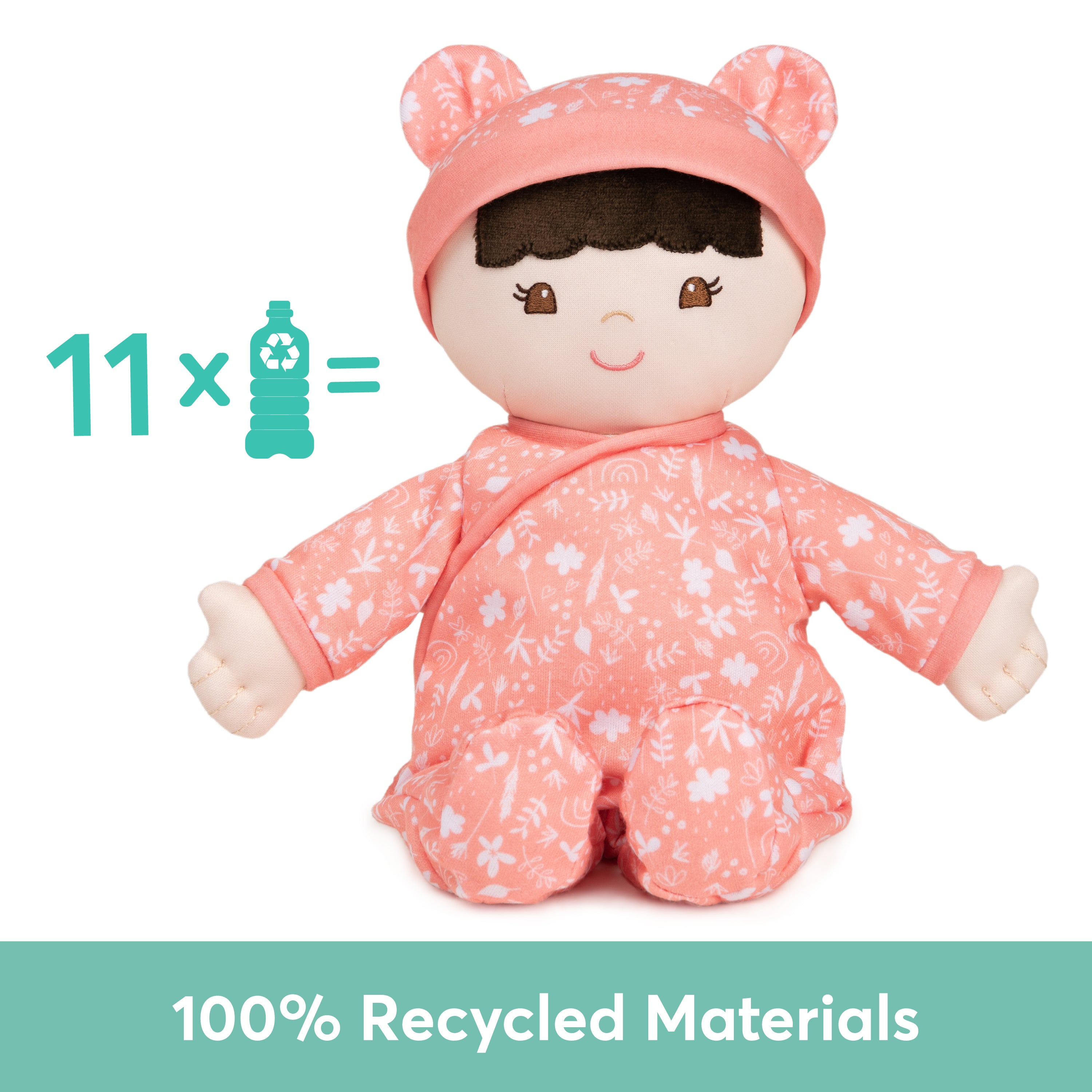Baby GUND Sustainable Baby Doll, Plush Doll Made from Recycled Materials, For Newborns and Toddlers, Poppy, 12”