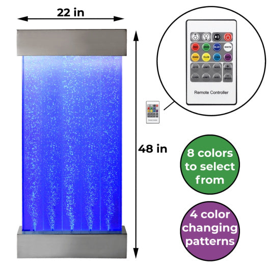 4ft Bubble Wall - Color Changing Lights & Wall Mounted (48" H x 3" W x 22" L)