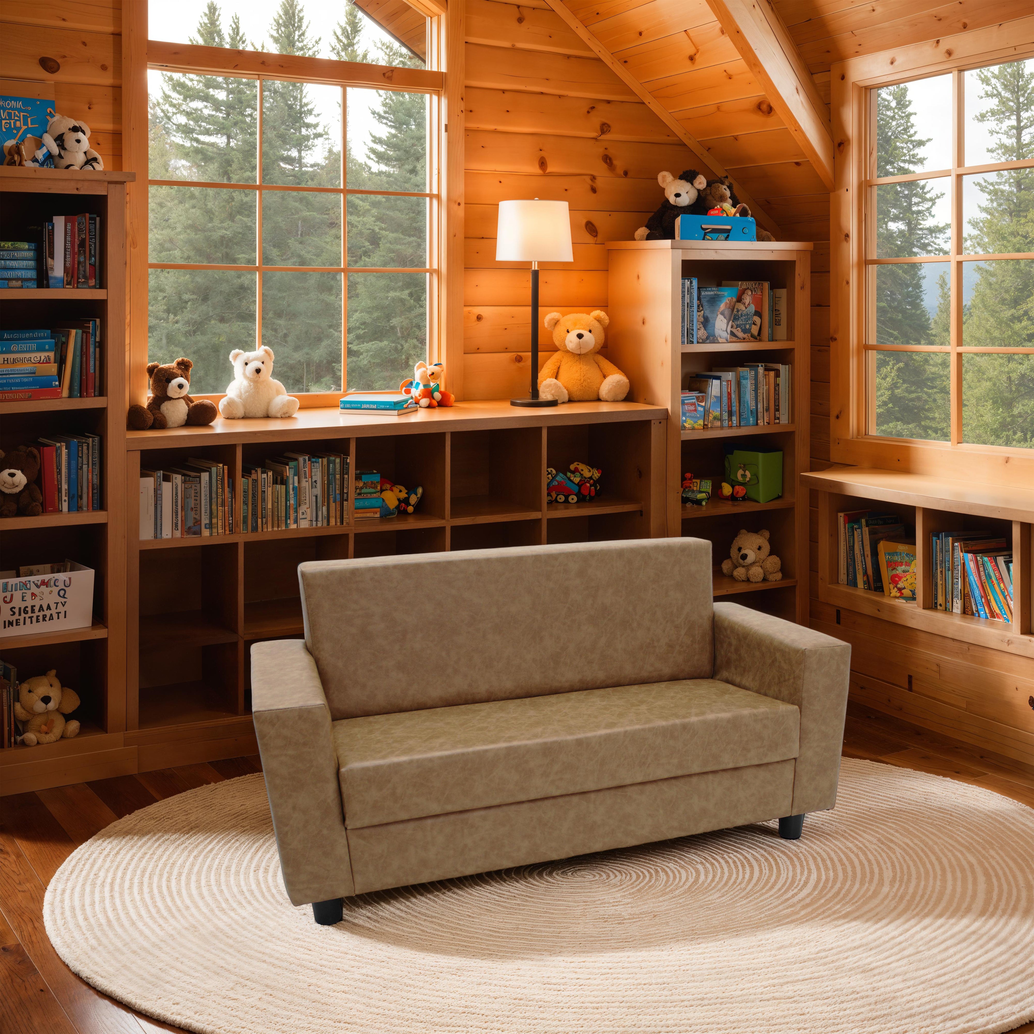 Rustic Inspired Playtime Classic Sofa - Pecan