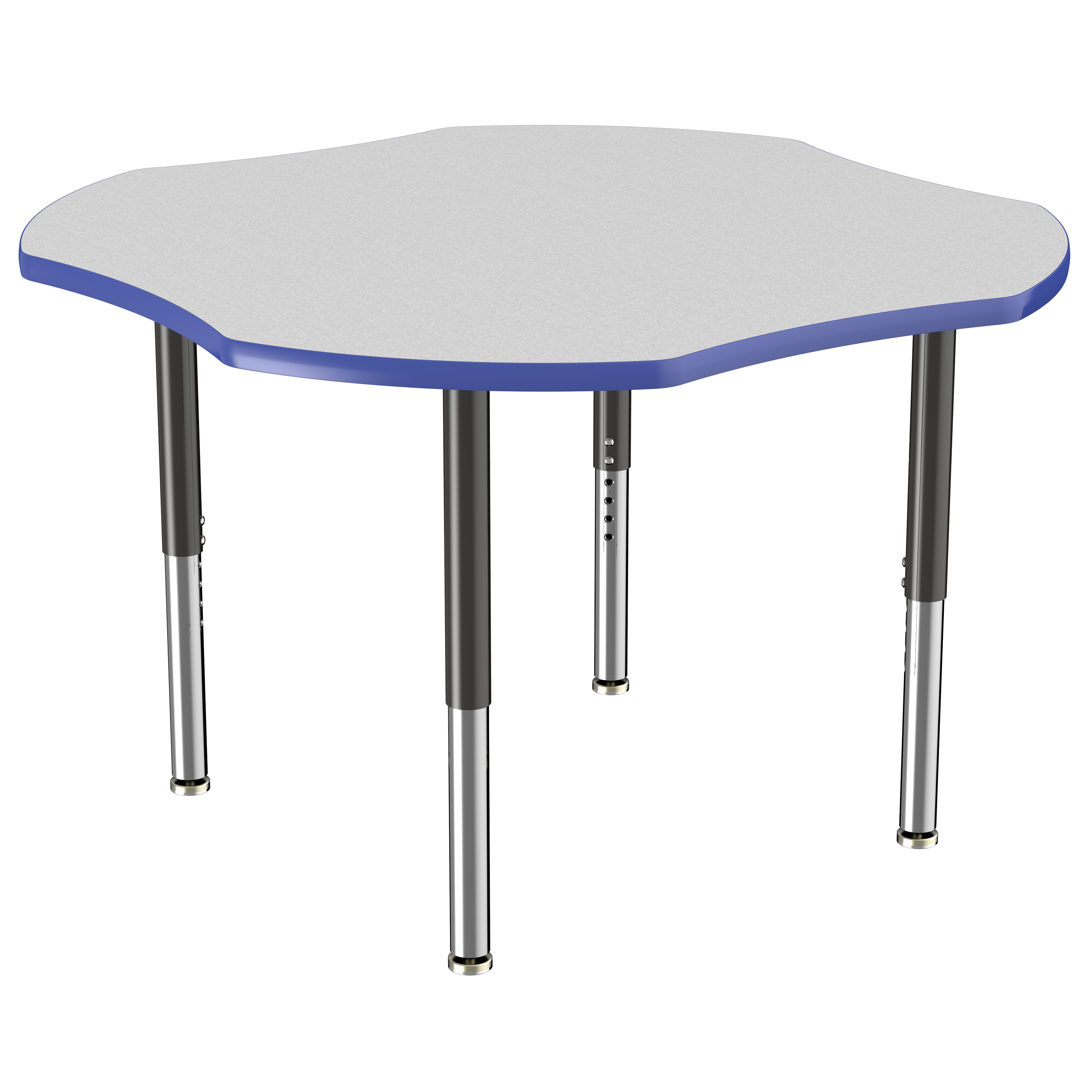 48" x 48" Clover T-Molding Activity Table with Adjustable Super Legs - Gray/Blue/Black