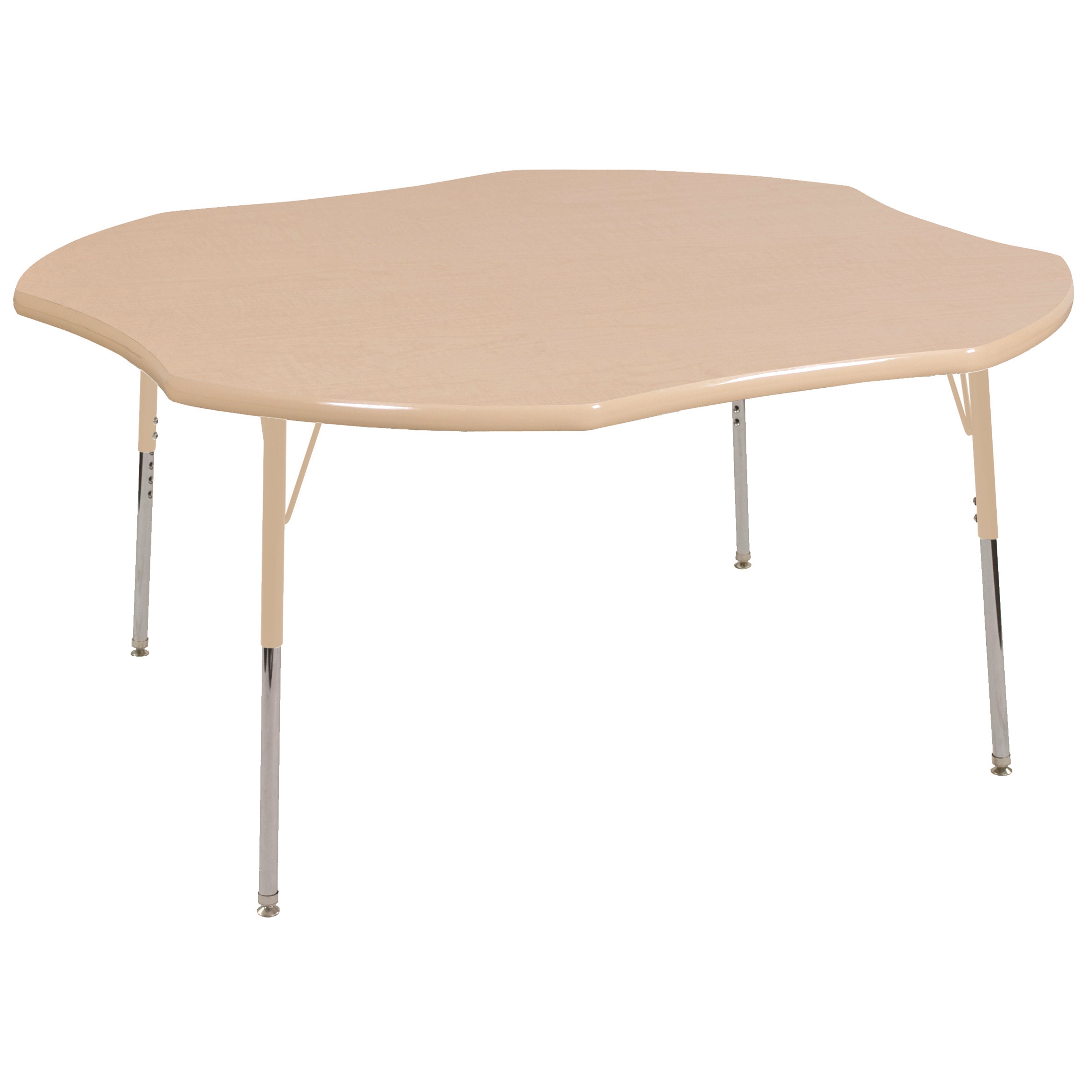 48" x 48" Clover T-Molding Activity Table with Adjustable Standard Swivel Glide Legs - Maple/Sand