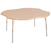 48" x 48" Clover T-Molding Activity Table with Adjustable Standard Swivel Glide Legs - Maple/Sand