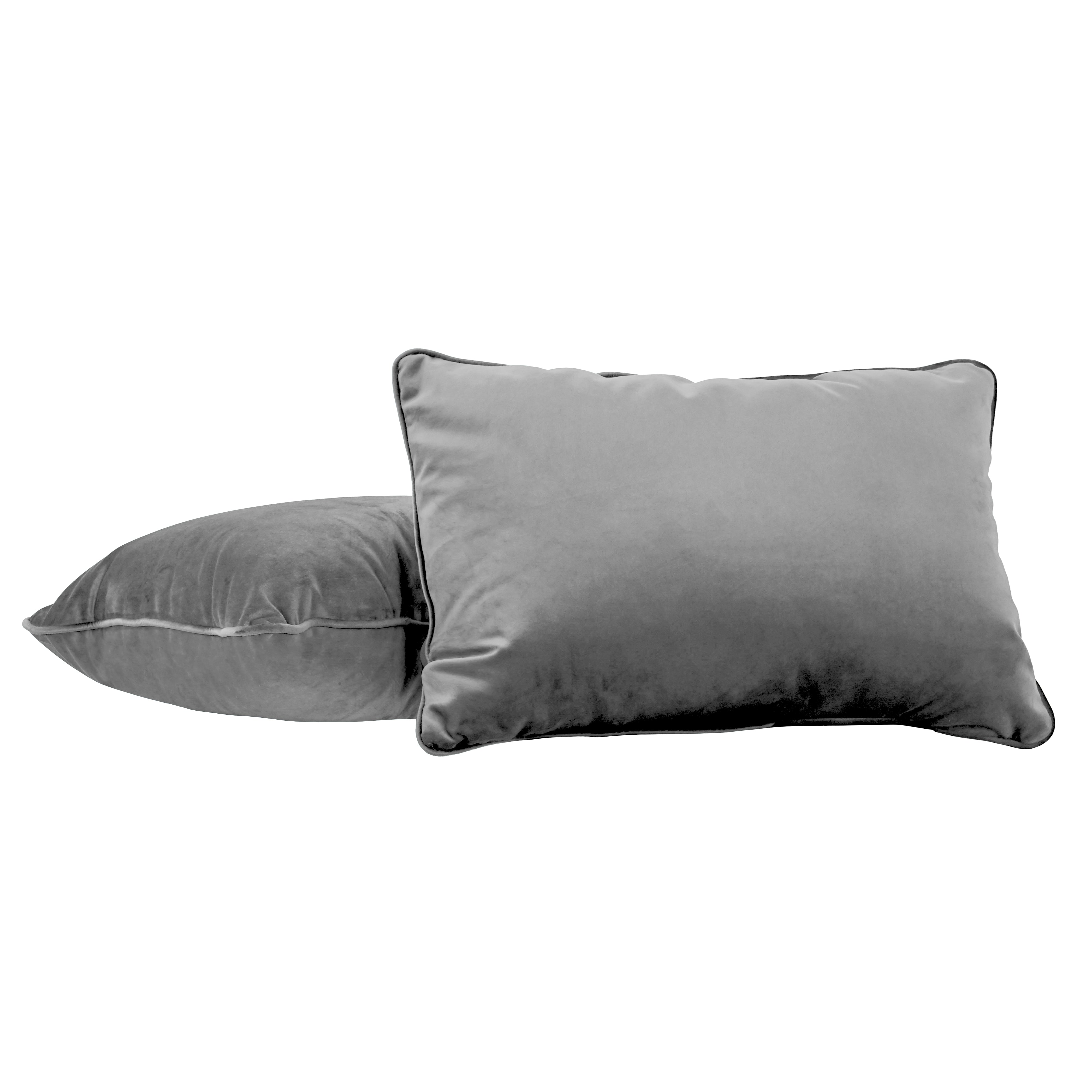 16" x 24" Rectangle Lumbar Microfiber Pillow with Piping, 2-Piece - Smoke