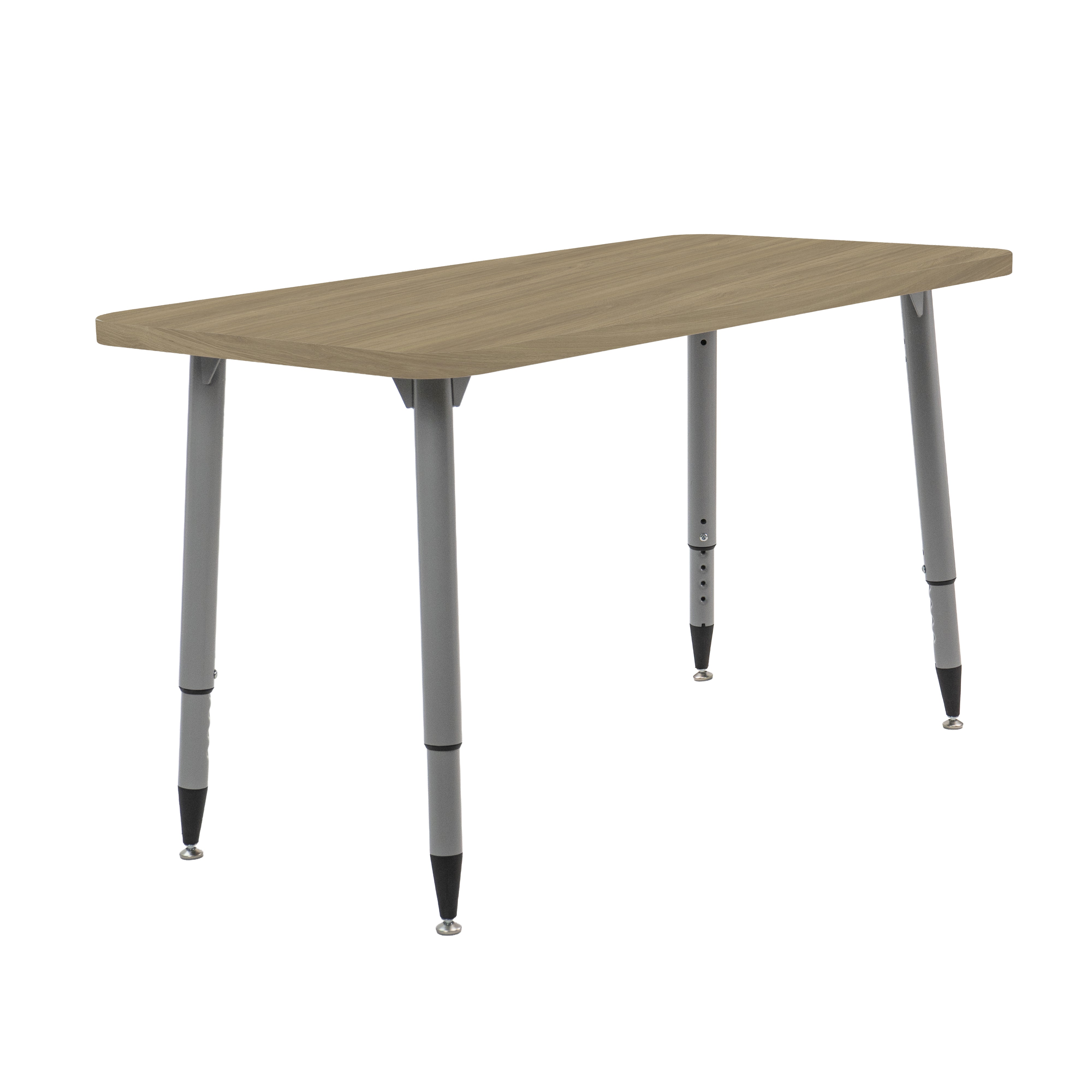 Adapte 24" x 48" Rectangle Woodgrain Activity Table with Adjustable Tapered Legs - Pasadena Oak/Silver
