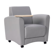 Pro Series Upholstered Common Area Chair with Tablet - Gray/Maple Grain