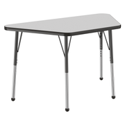 24" x 48" Trapezoid T-Molding Activity Table with Adjustable Standard Ball Glide Legs - Gray/Black