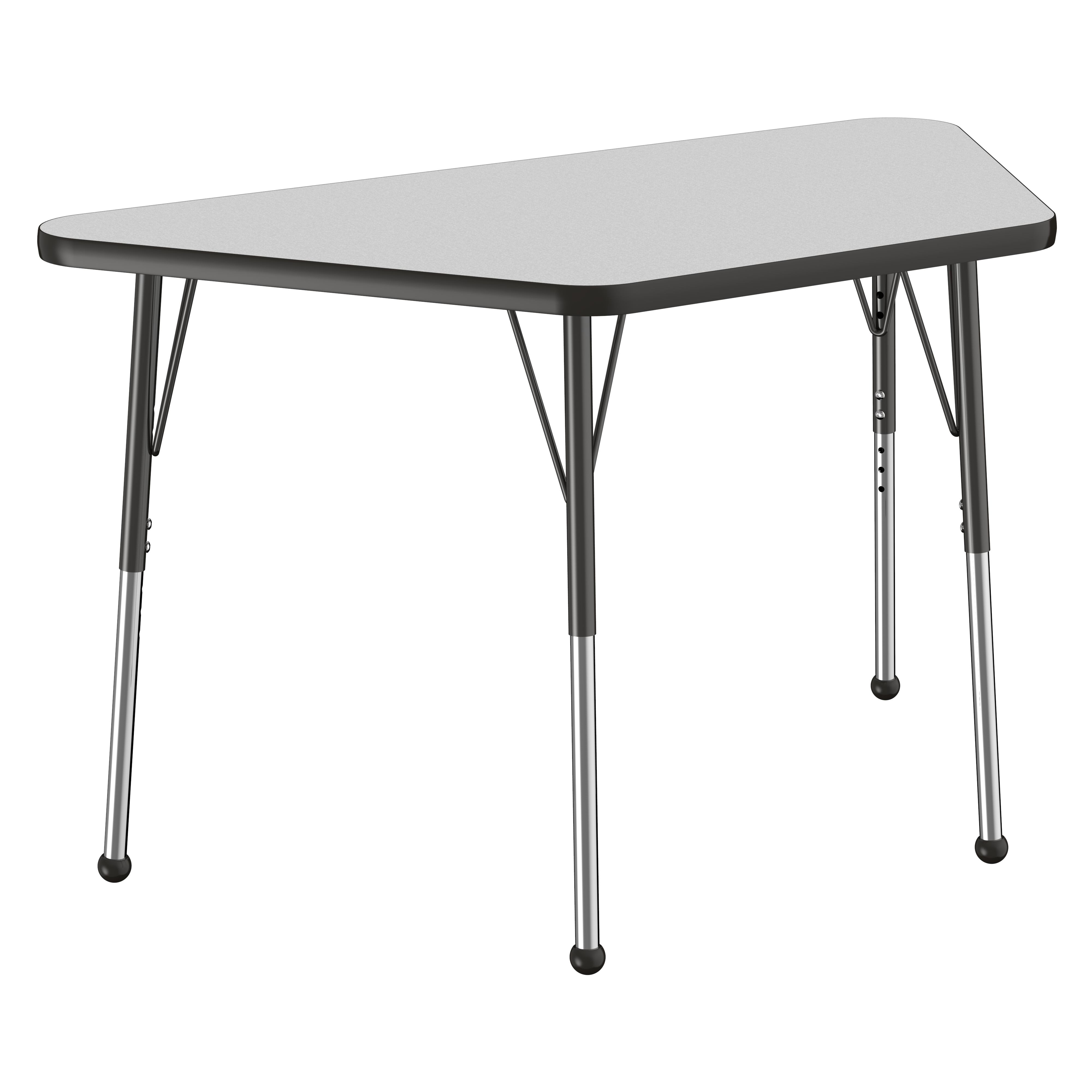 24" x 48" Trapezoid T-Molding Activity Table with Adjustable Standard Ball Glide Legs - Gray/Black