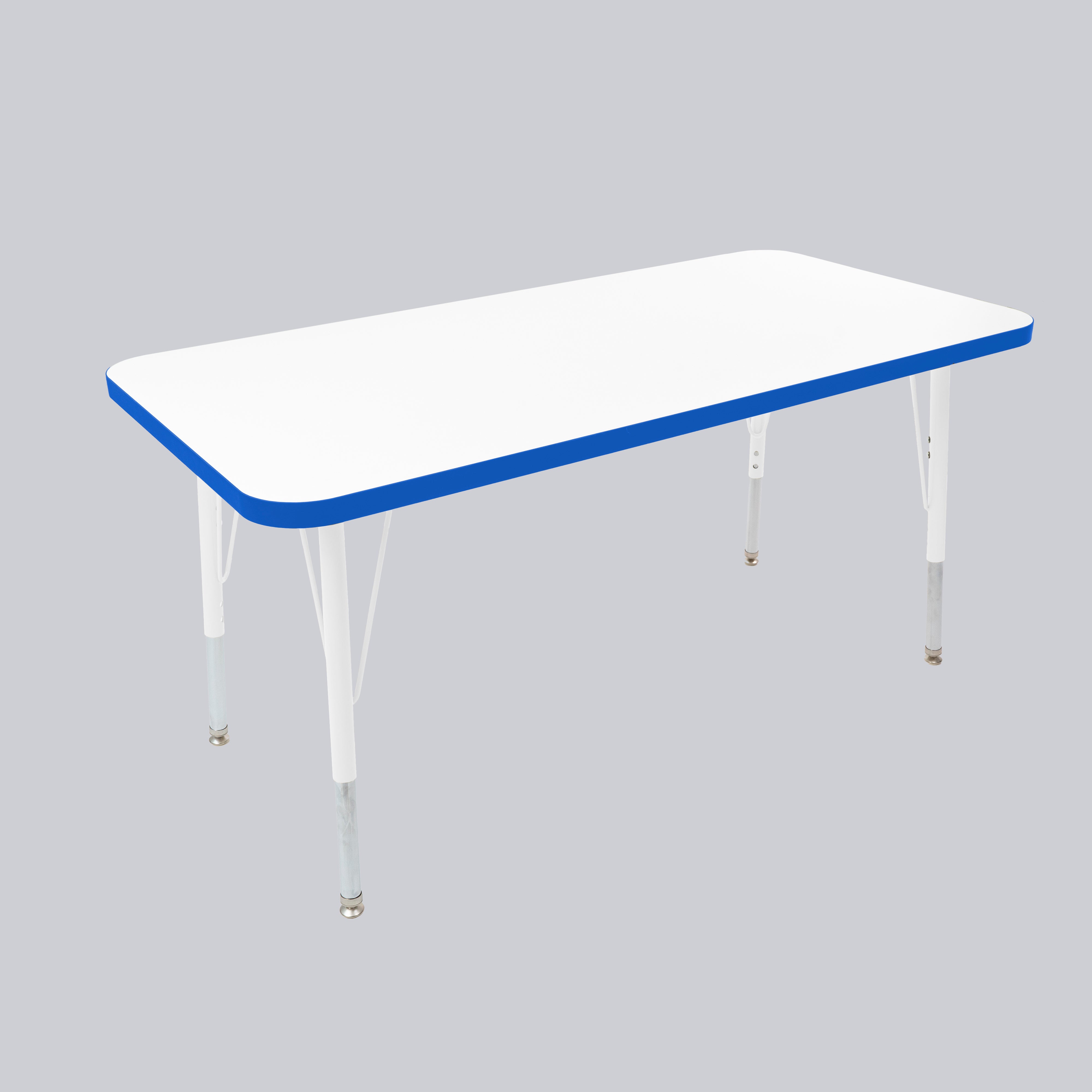 24" x 48" Rectangle Thermofused Activity Table with Adjustable Standard Swivel Glide Legs - White/Blue/White