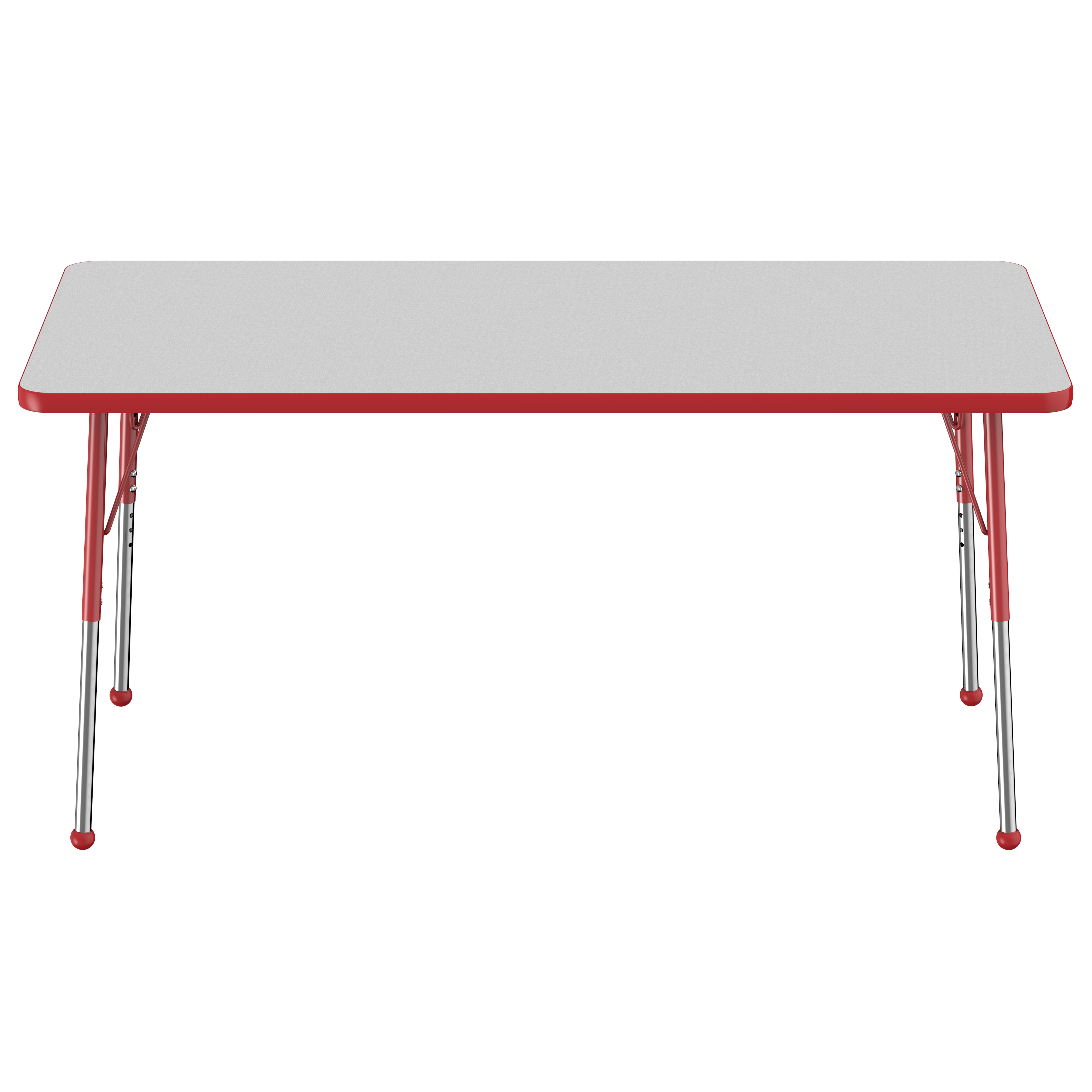 30" x 60" Rectangle T-Molding Activity Table with Adjustable Standard Ball Glide Legs - Gray/Red