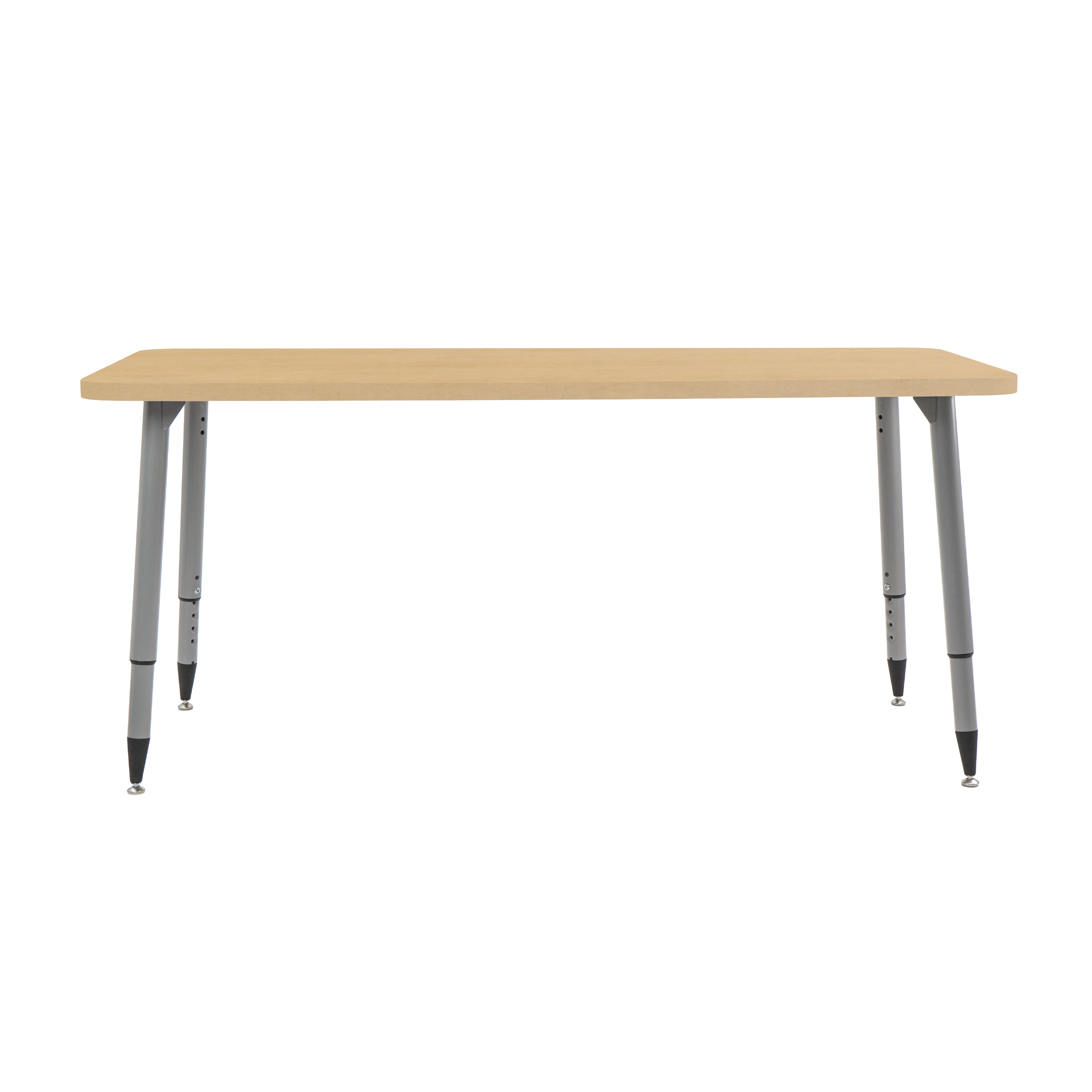 Adapte 30" x 60" Rectangle Woodgrain Activity Table with Adjustable Tapered Legs - Maple Grain/Silver