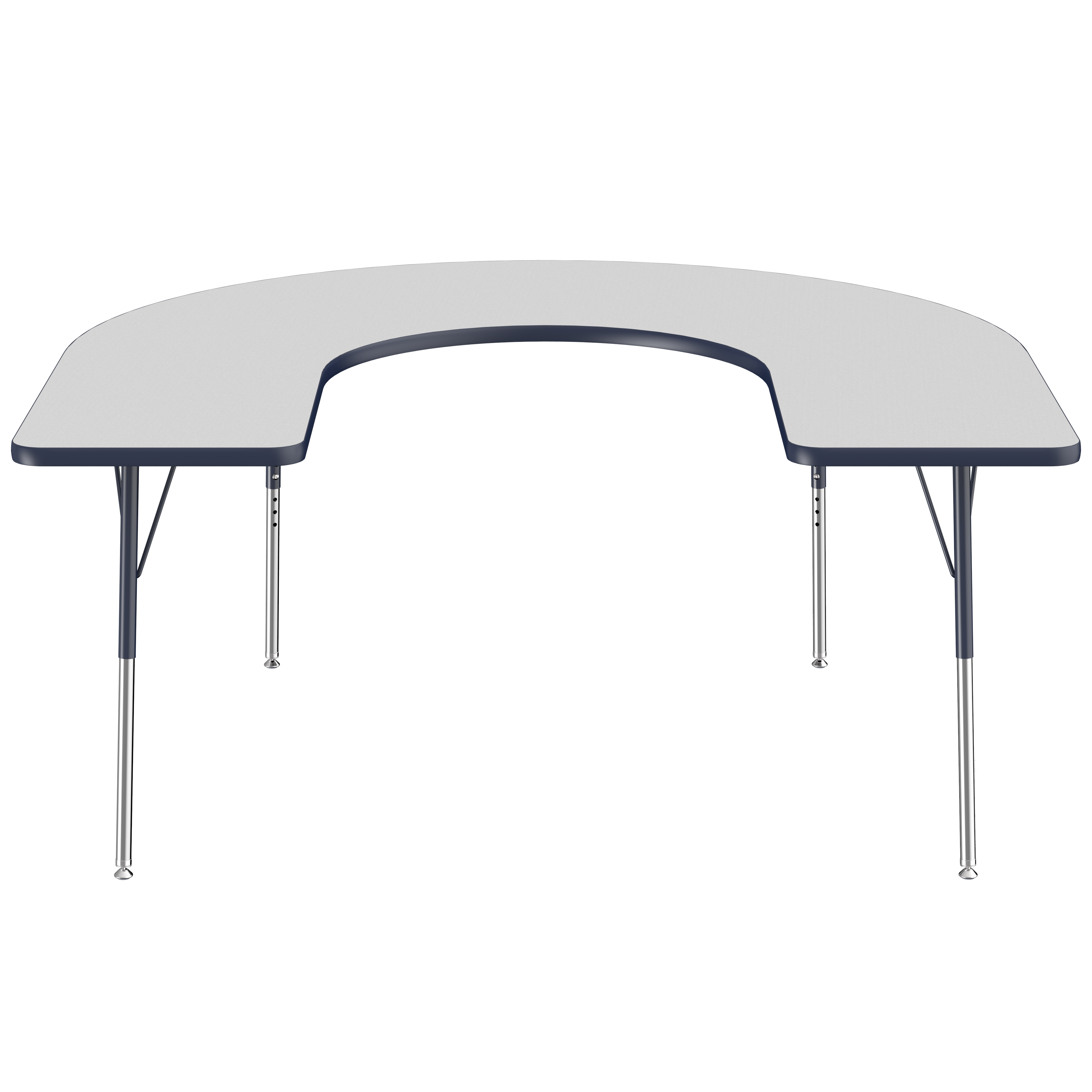 60" x 66" Horseshoe T-Molding Activity Table with Adjustable Standard Swivel Glide Legs - Gray/Navy