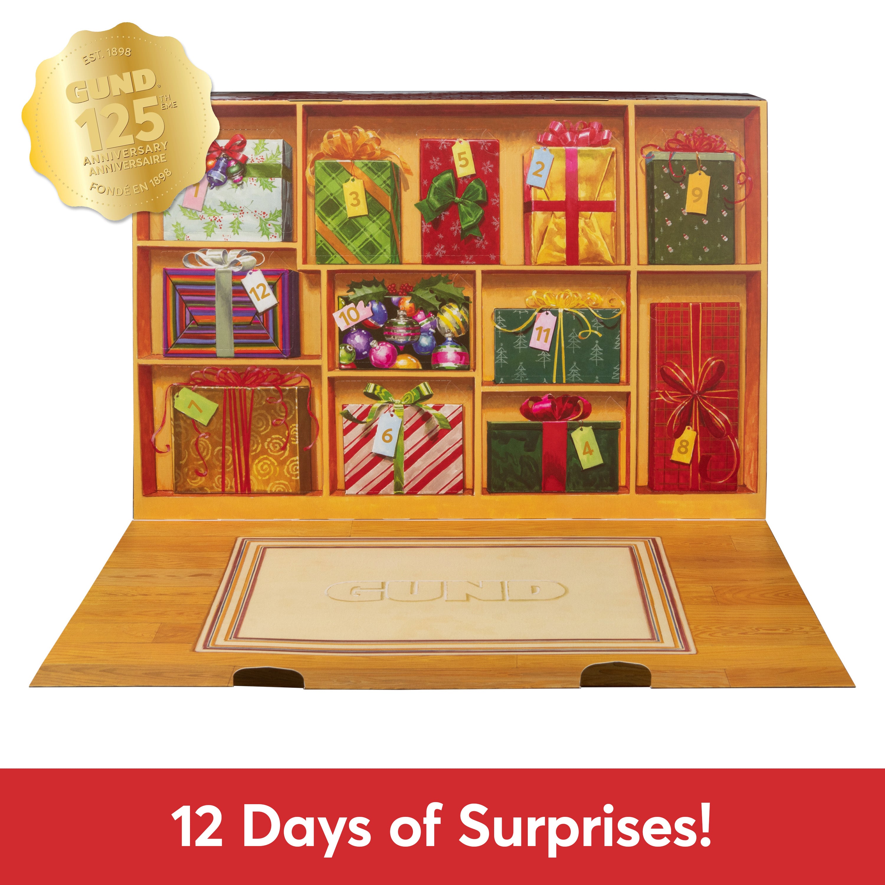 GUND 12-Day Surprise Plush Advent Calendar, Advent Calendar 2024, Holiday Gift for Ages 3 and Up, 18”