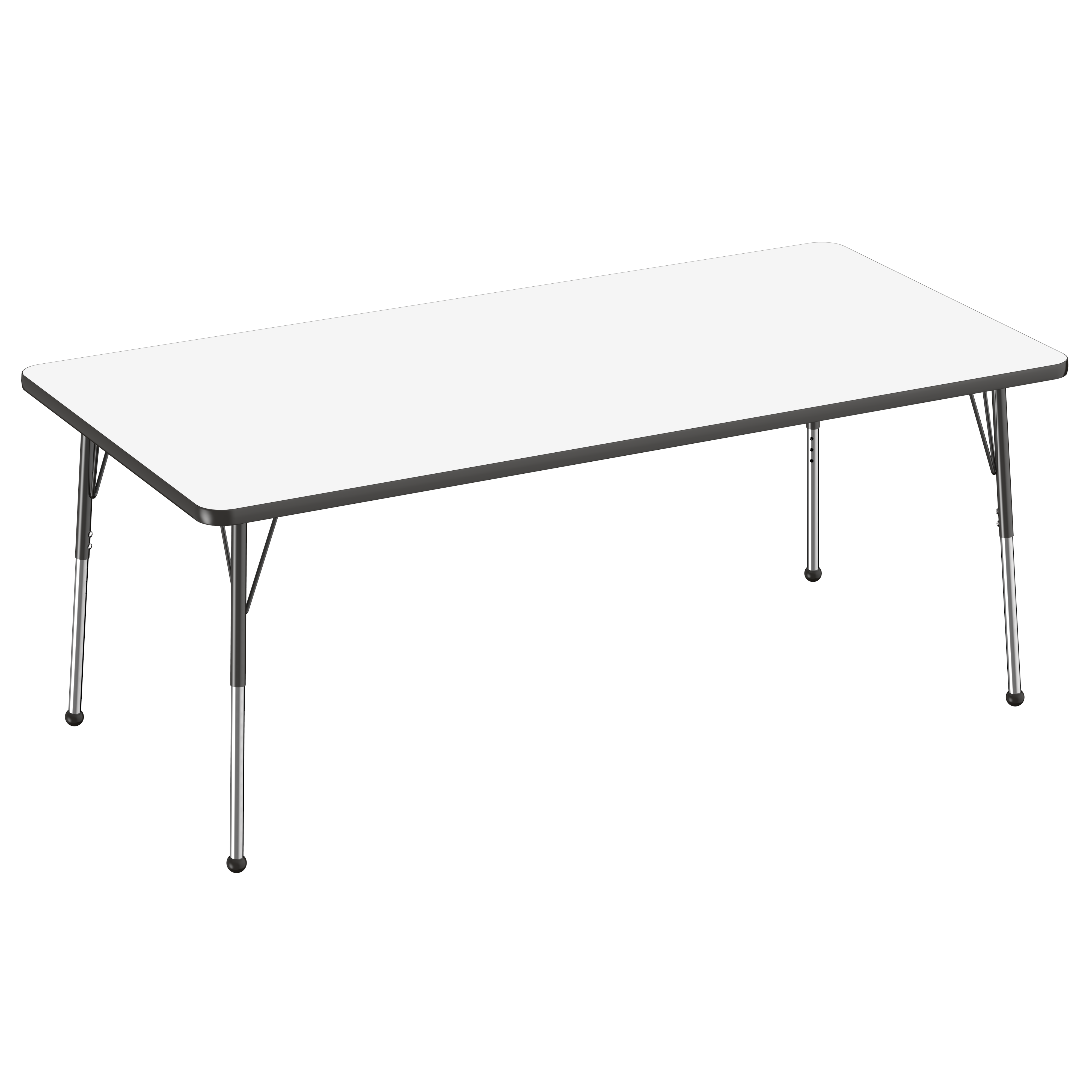 36" x 72" Rectangle Dry-Erase Activity Table with Adjustable Standard Ball Glide Legs - Whiteboard/Black