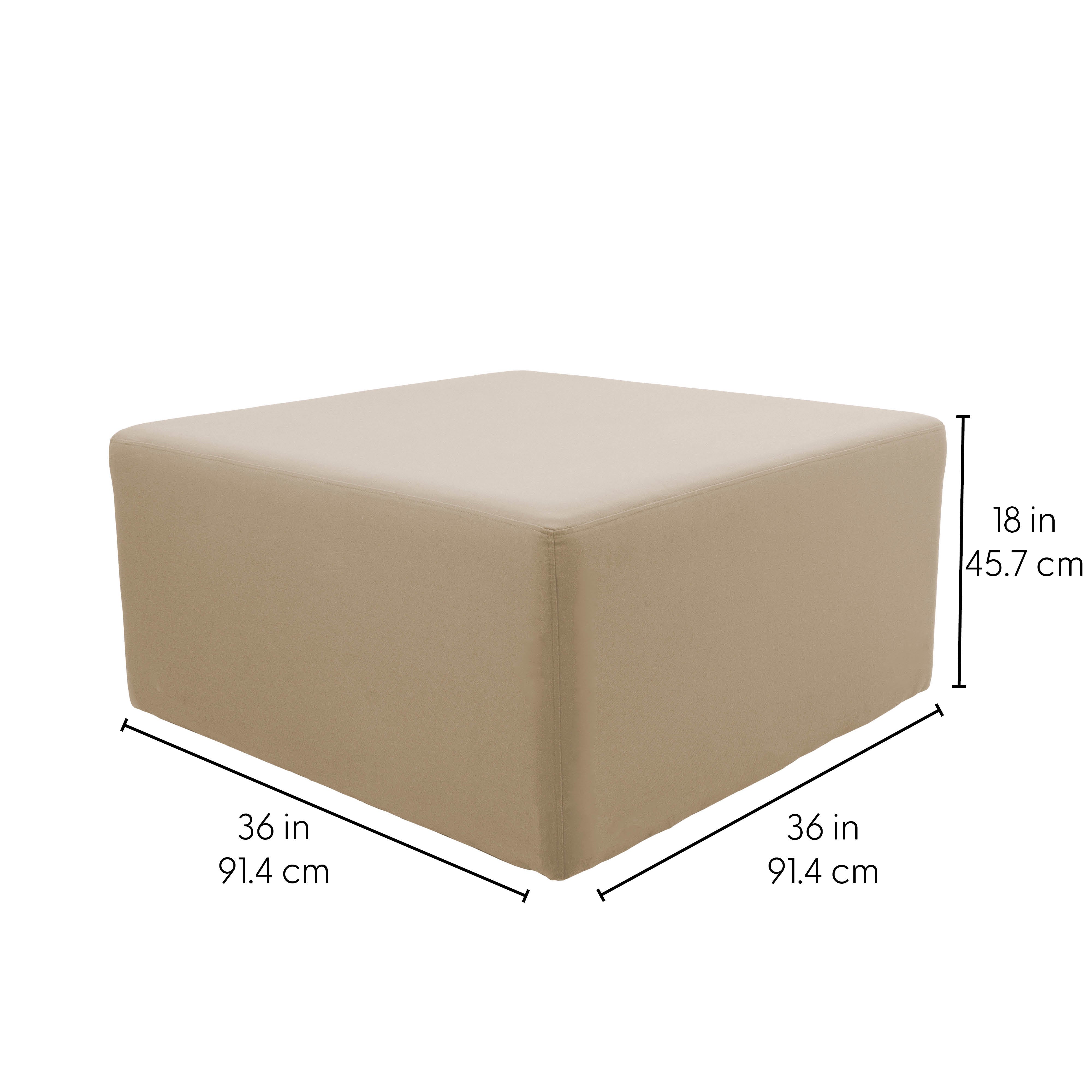 Outdoor 36" Square Ottoman with Sunbrella®, 18" H - Spectrum Sand