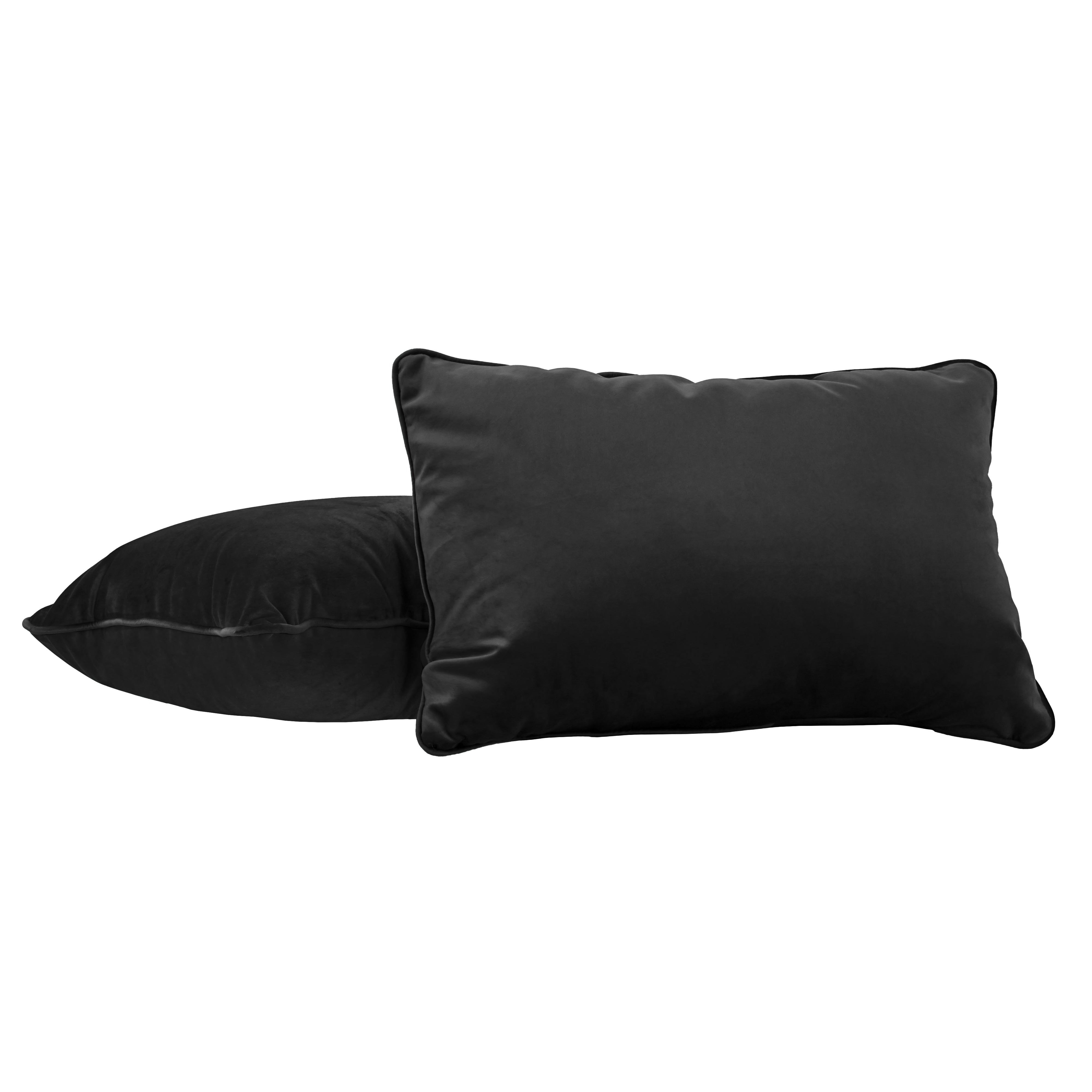 16" x 24" Rectangle Lumbar Microfiber Pillow with Piping, 2-Piece - Onyx