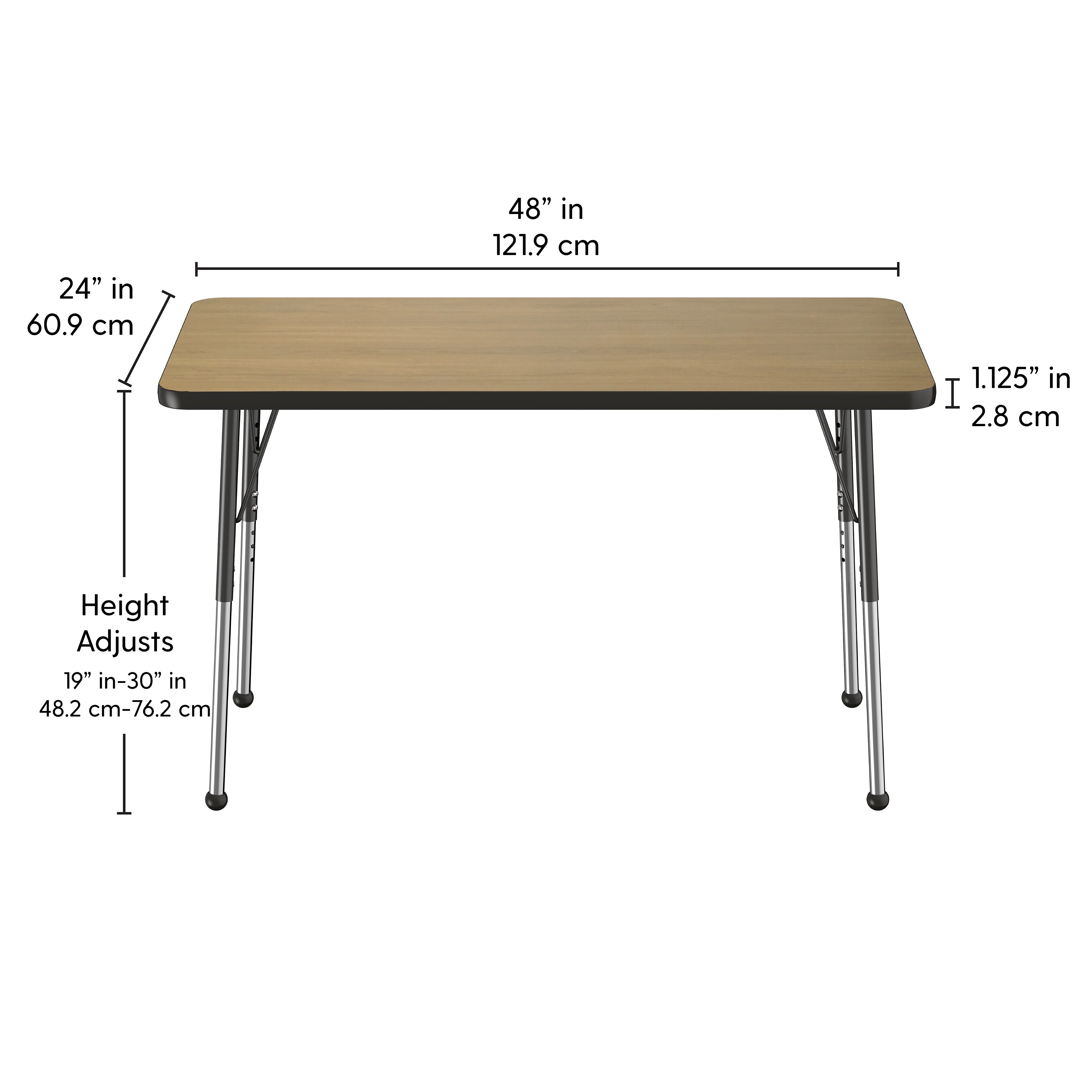 24" x 48" Rectangle T-Molding Activity Table with Adjustable Standard Ball Glide Legs - Pasadena Oak/Navy