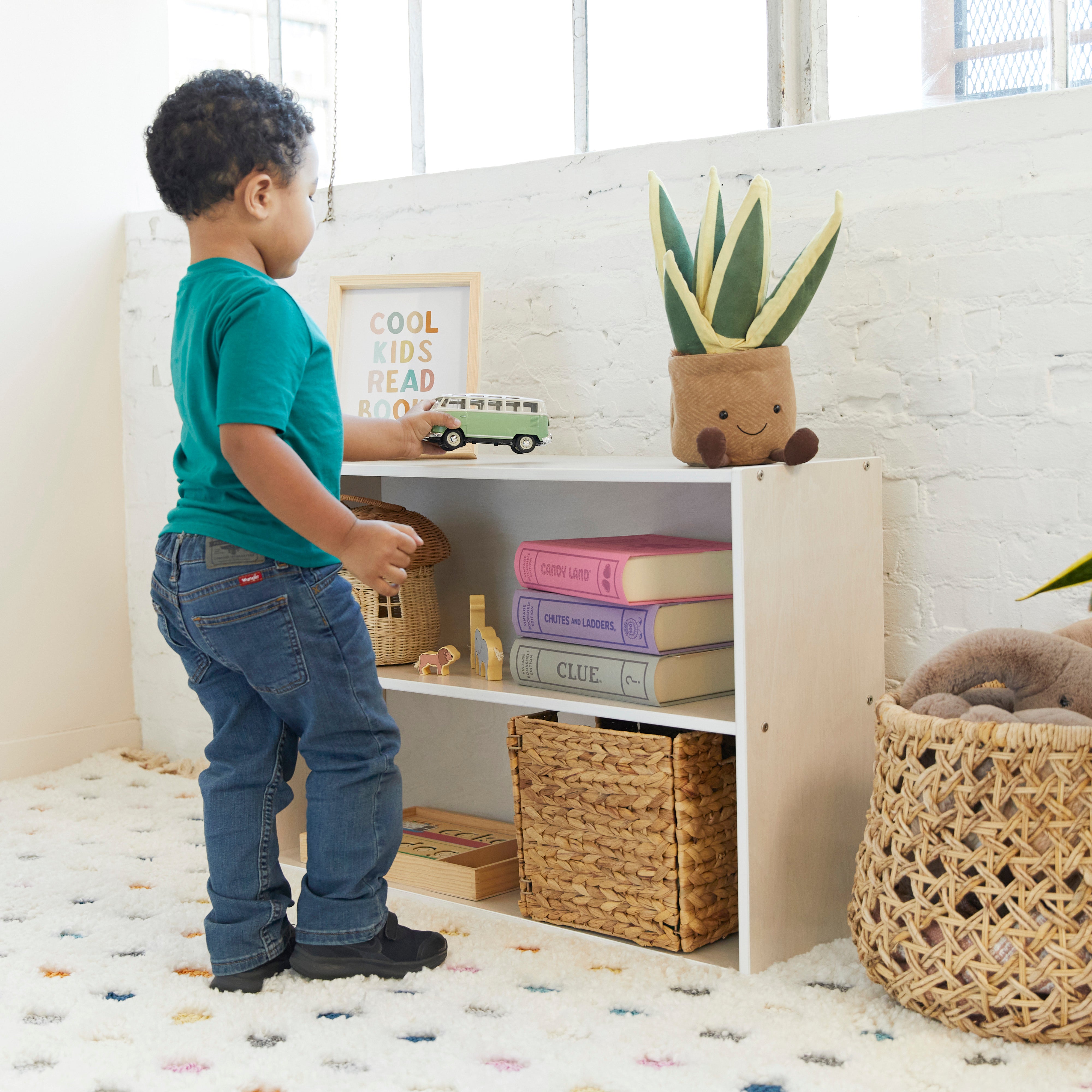 Streamline 2-Shelf Storage Cabinet with Back 24in H -  White Wash
