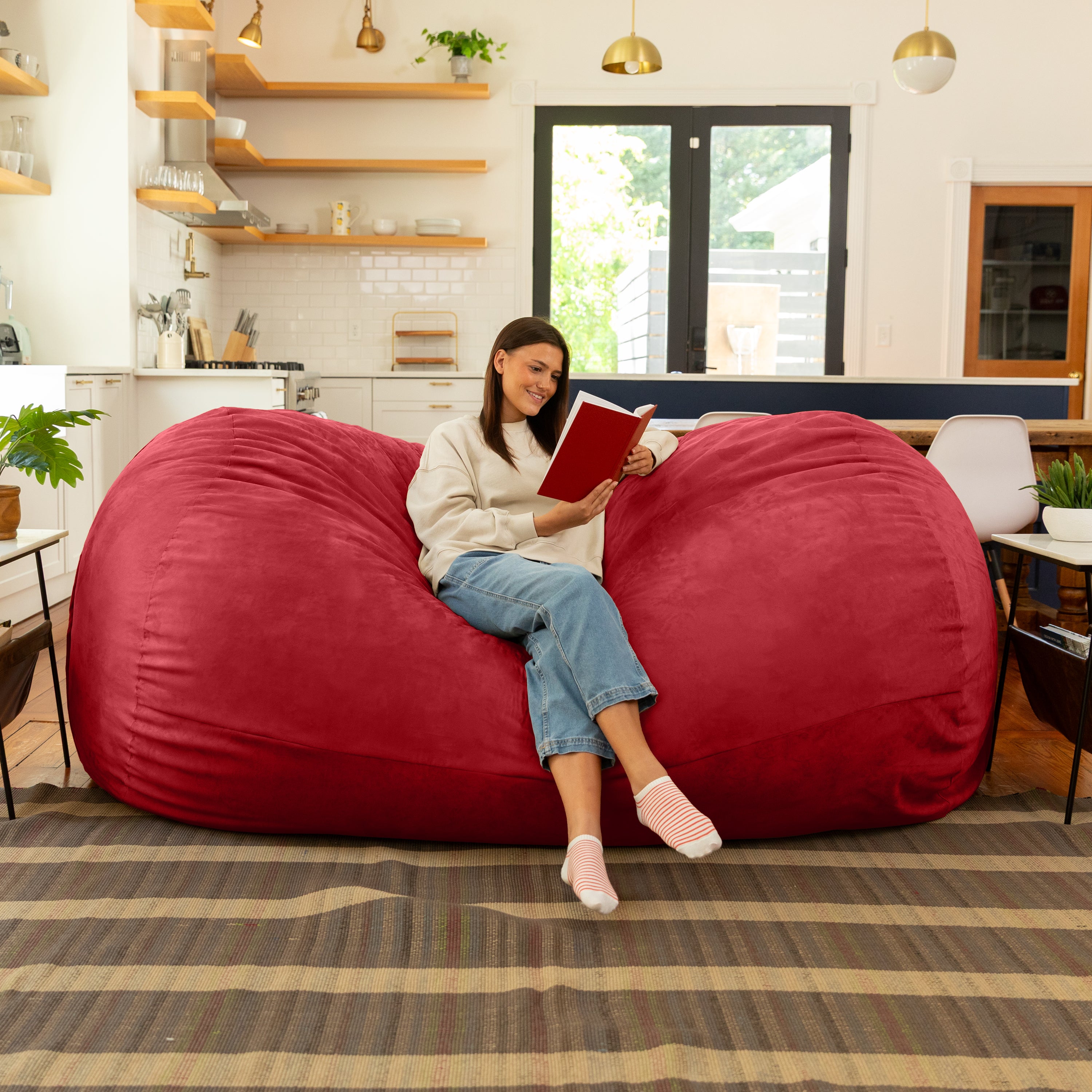 Jaxx 7 Foot Giant Bean Bag Sofa, Cinnabar