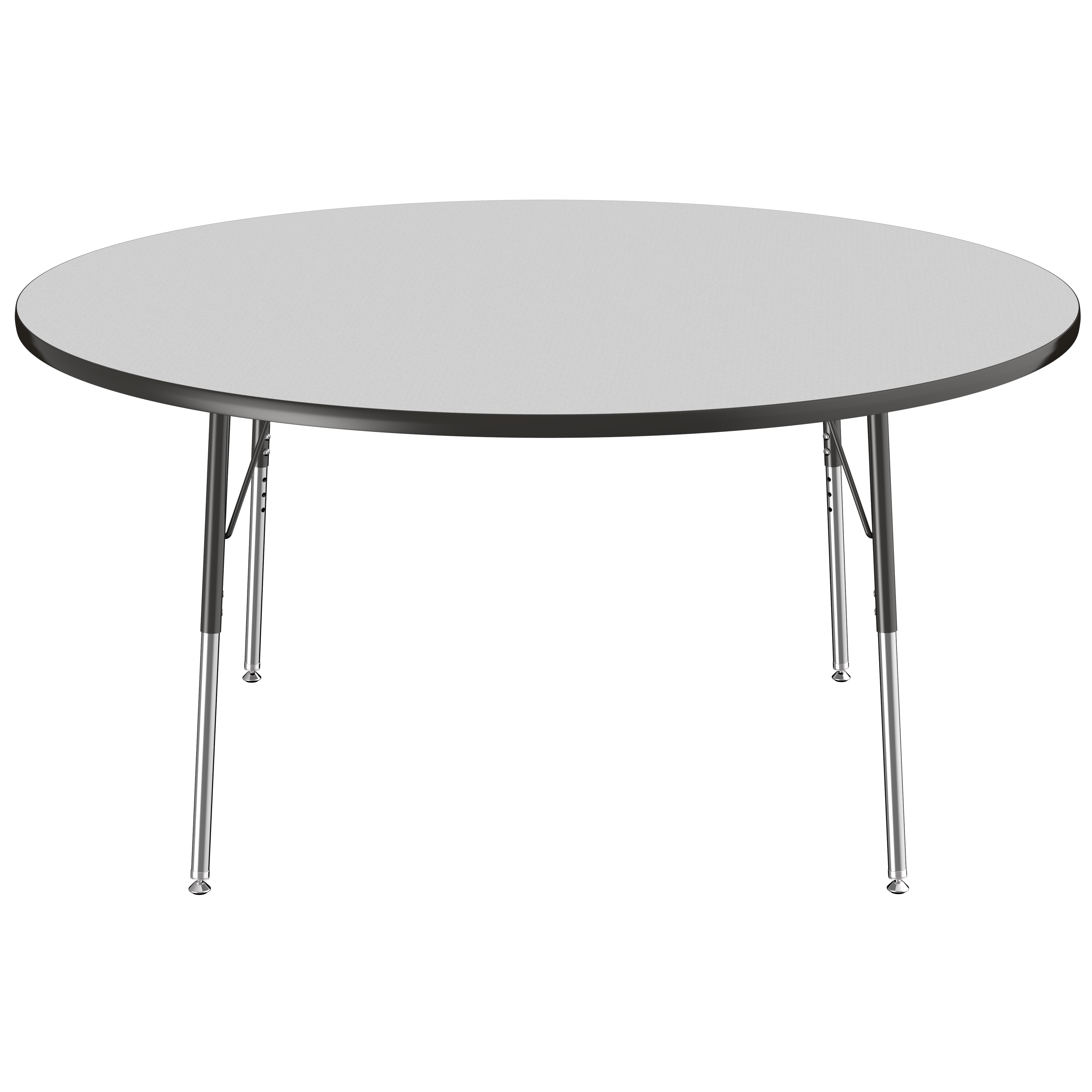 60" Round T-Molding Activity Table with Adjustable Standard Swivel Glide Legs - Gray/Black