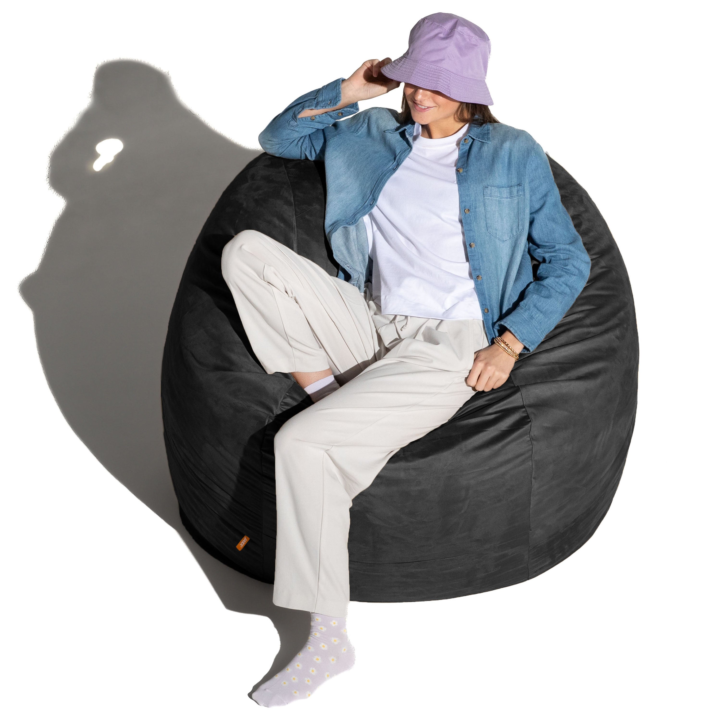 Jaxx 4 ft Round Bean Bag Chair for Adults, Black