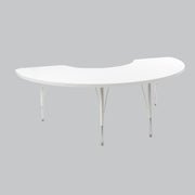 36" x 72" Half Moon Thermofused Activity Table with Adjustable Standard Swivel Glide Legs - White/Light Gray/White