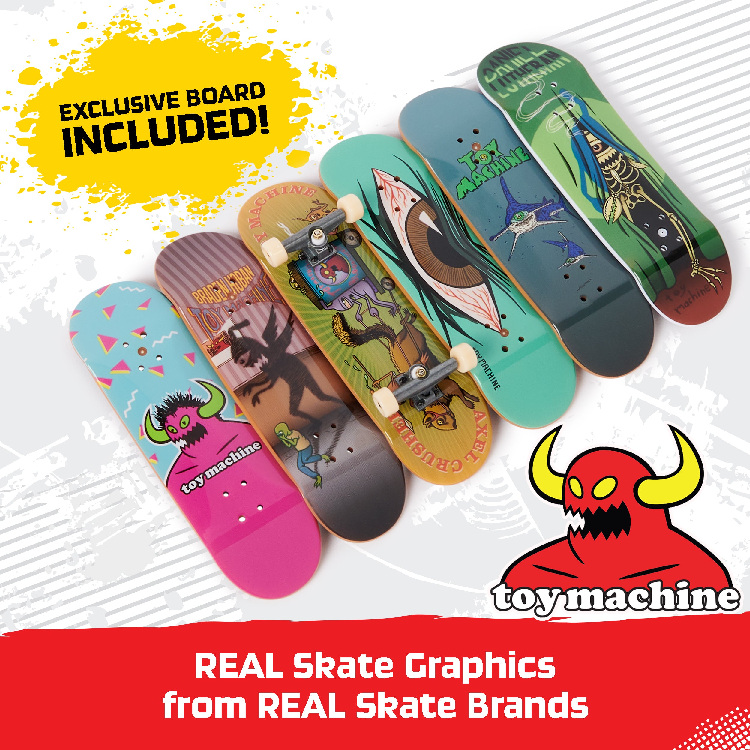 Tech Deck, Toy Machine Sk8shop Fingerboard Bonus Pack, Collectible and Customizable Mini Skateboards, Kids Toys for Ages 6 and up