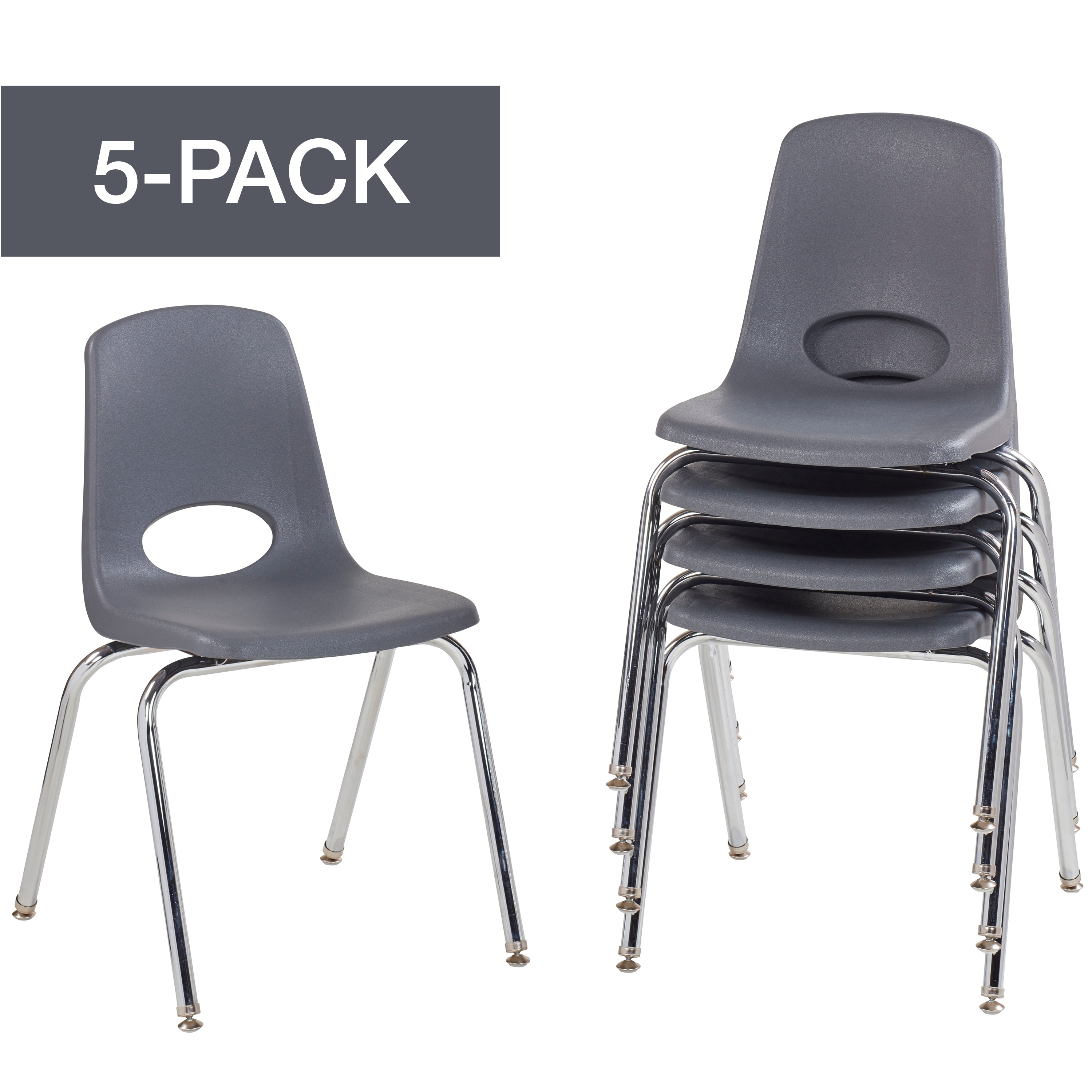 18" Stack Chair with Swivel Glides - Gray
