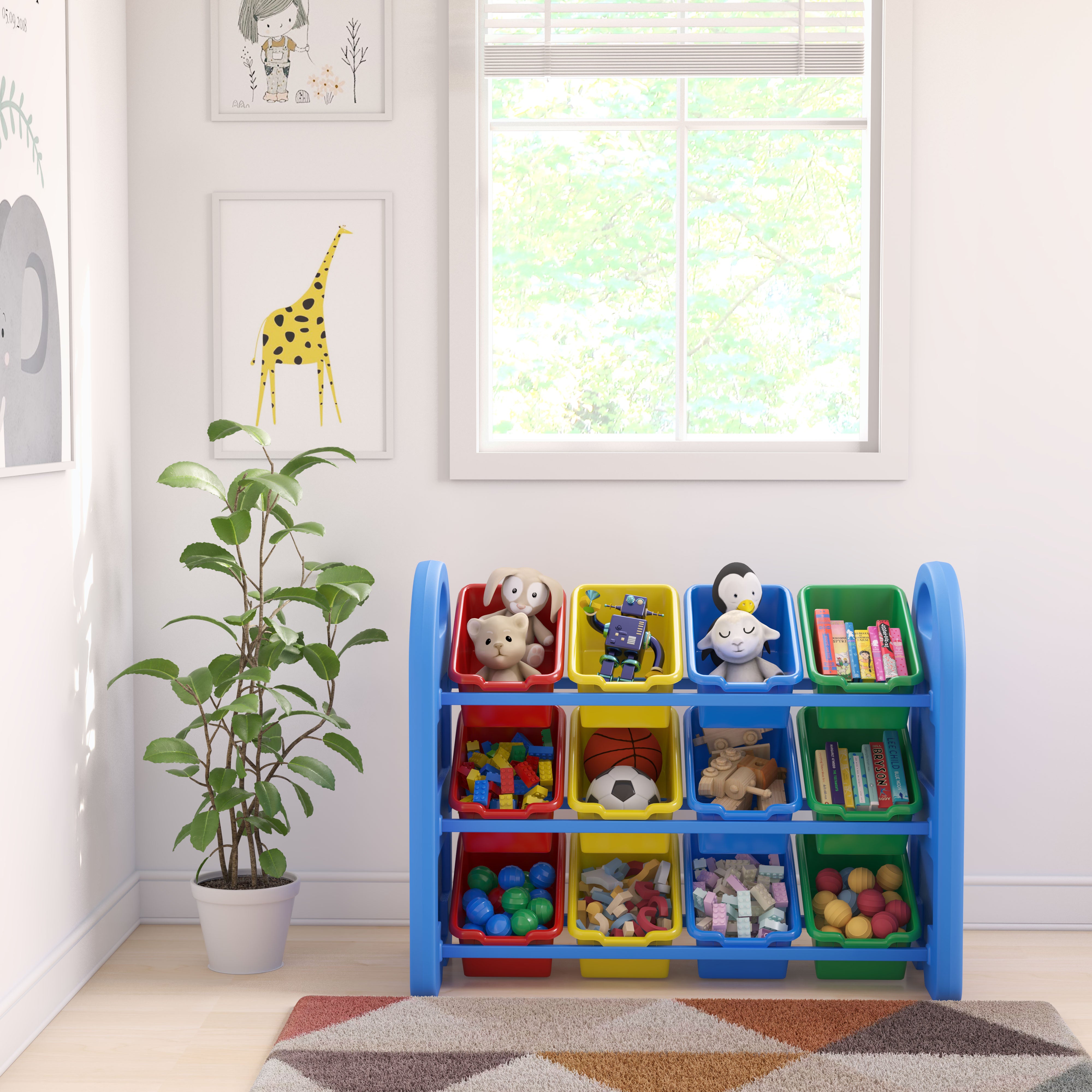 3-Tier Storage Organizer with Assorted Bins - Blue