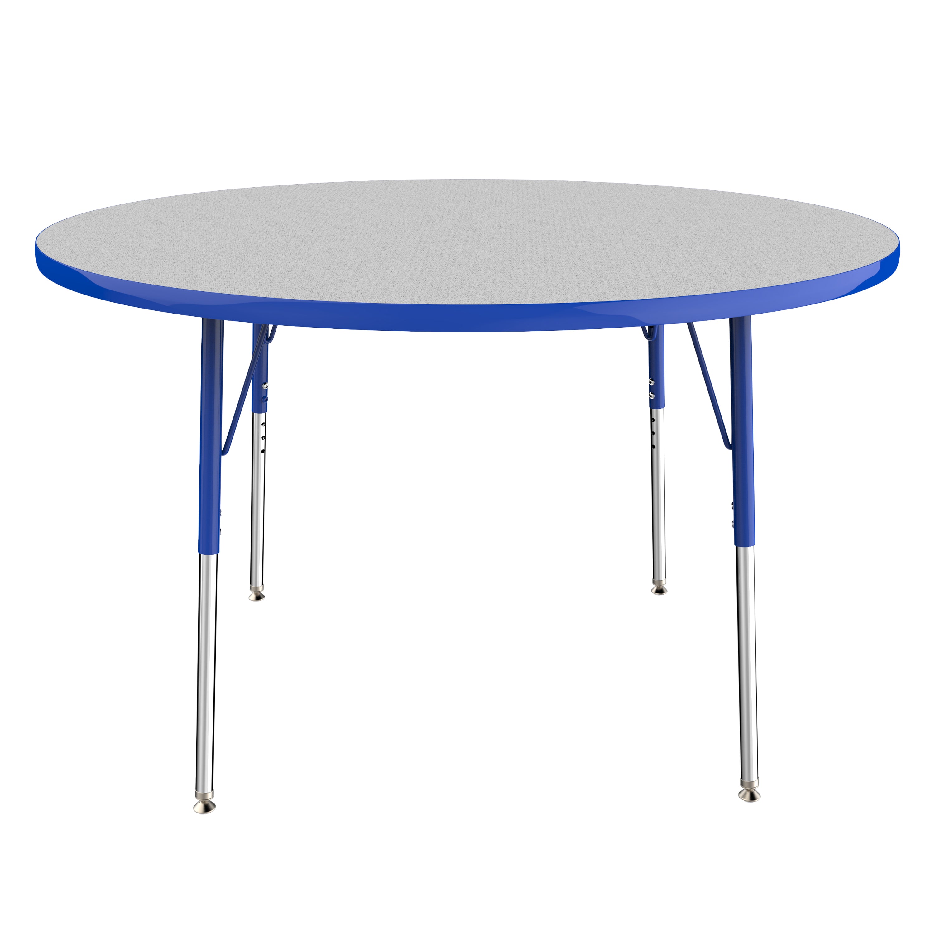 48" Round Thermofused Activity Table with Adjustable Standard Swivel Glide Legs - Gray/Blue