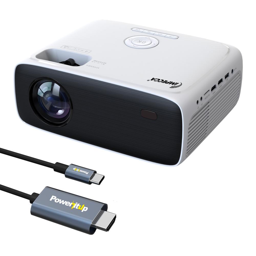 Impecca Impecca Portable Home Theater Projector, 200 ANSI Lumens, 720P, up to 180” with Protective Case and USB-C to HDMI Cable