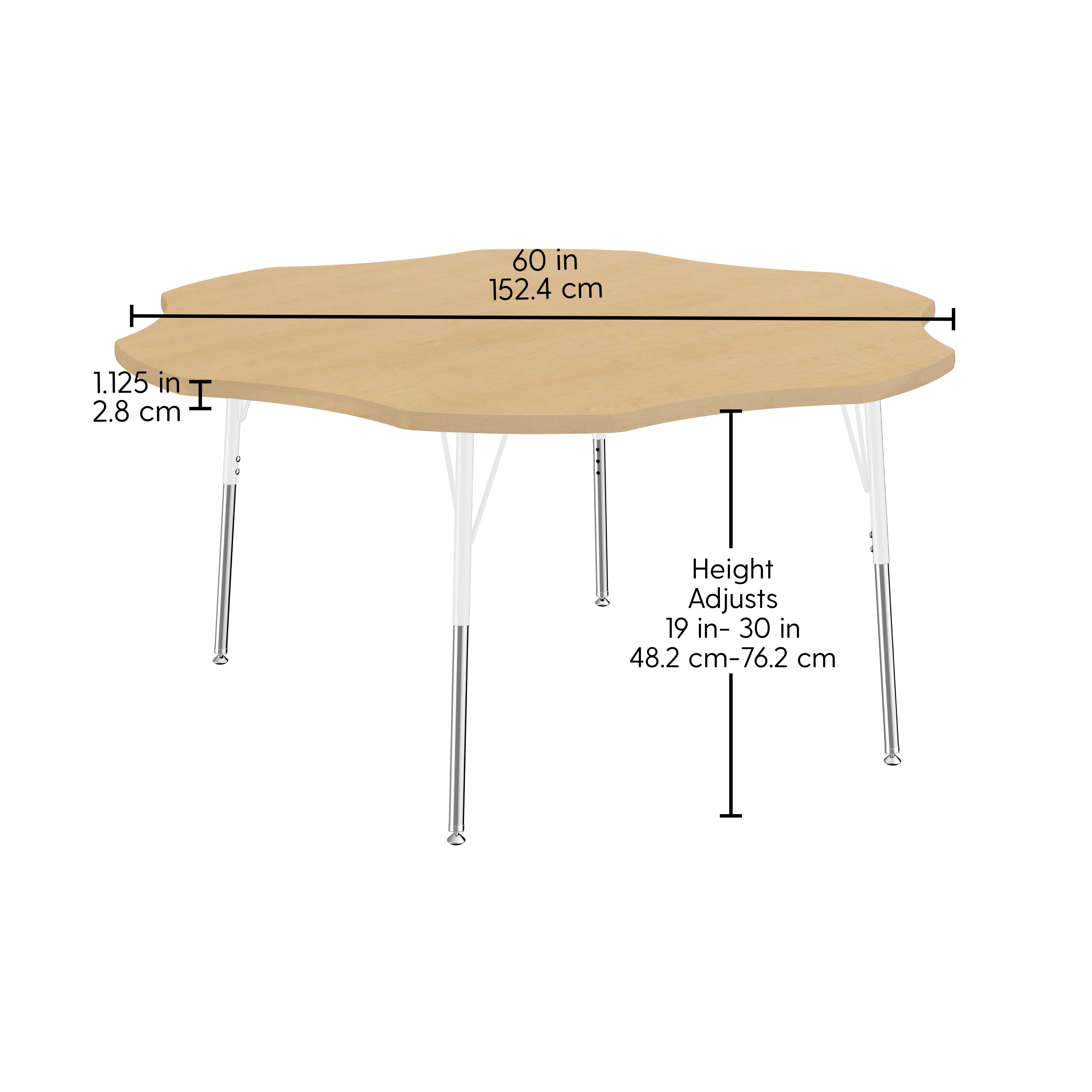 60" Flower Thermofused Woodgrain Activity Table with Standard Legs - Maple Grain/White