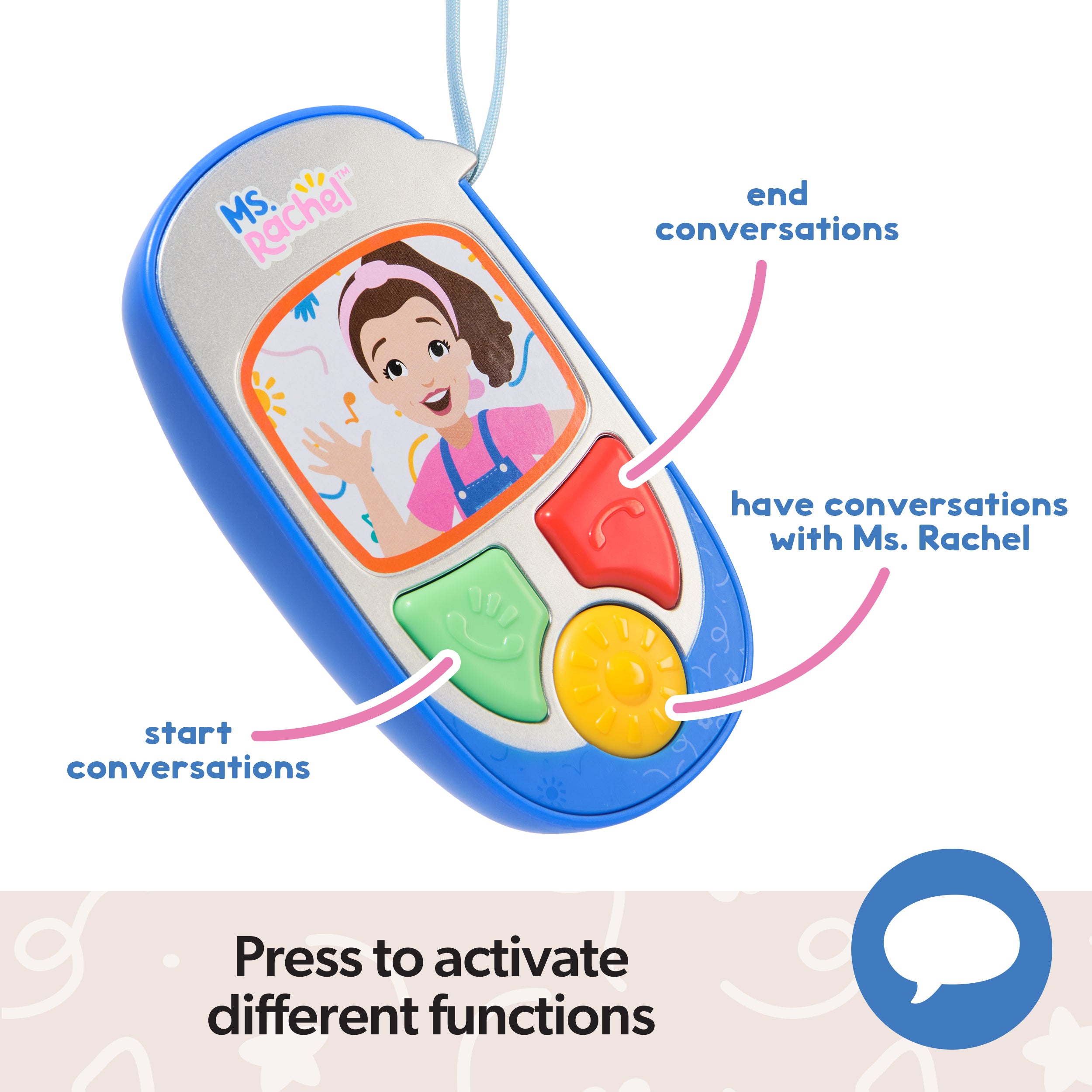 Ms. Rachel Official Electronic Talk with Me Learning Phone with Conversational Phrases, Educational Toys & Toddler Toys for Girls & Boys Ages 1-3+
