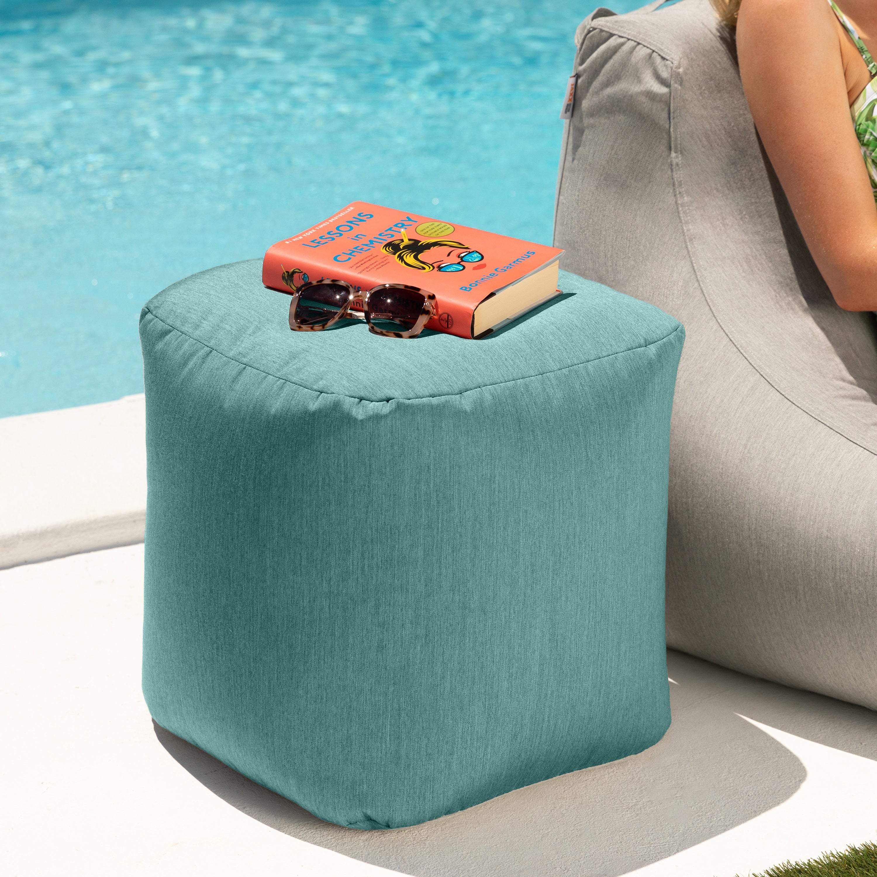 Jaxx Luckie Outdoor Patio Bean Bag Ottoman, Breeze