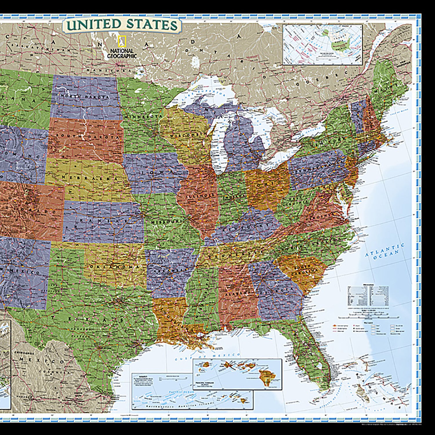 United States Decorator Map, Laminated, 43.5" x 30.5"