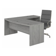 Bush Business Furniture Echo 72W Bow Front L Shaped Desk and Chair Set in Modern Gray - 71.97" Width x 77.32" Depth x 42.91" Height