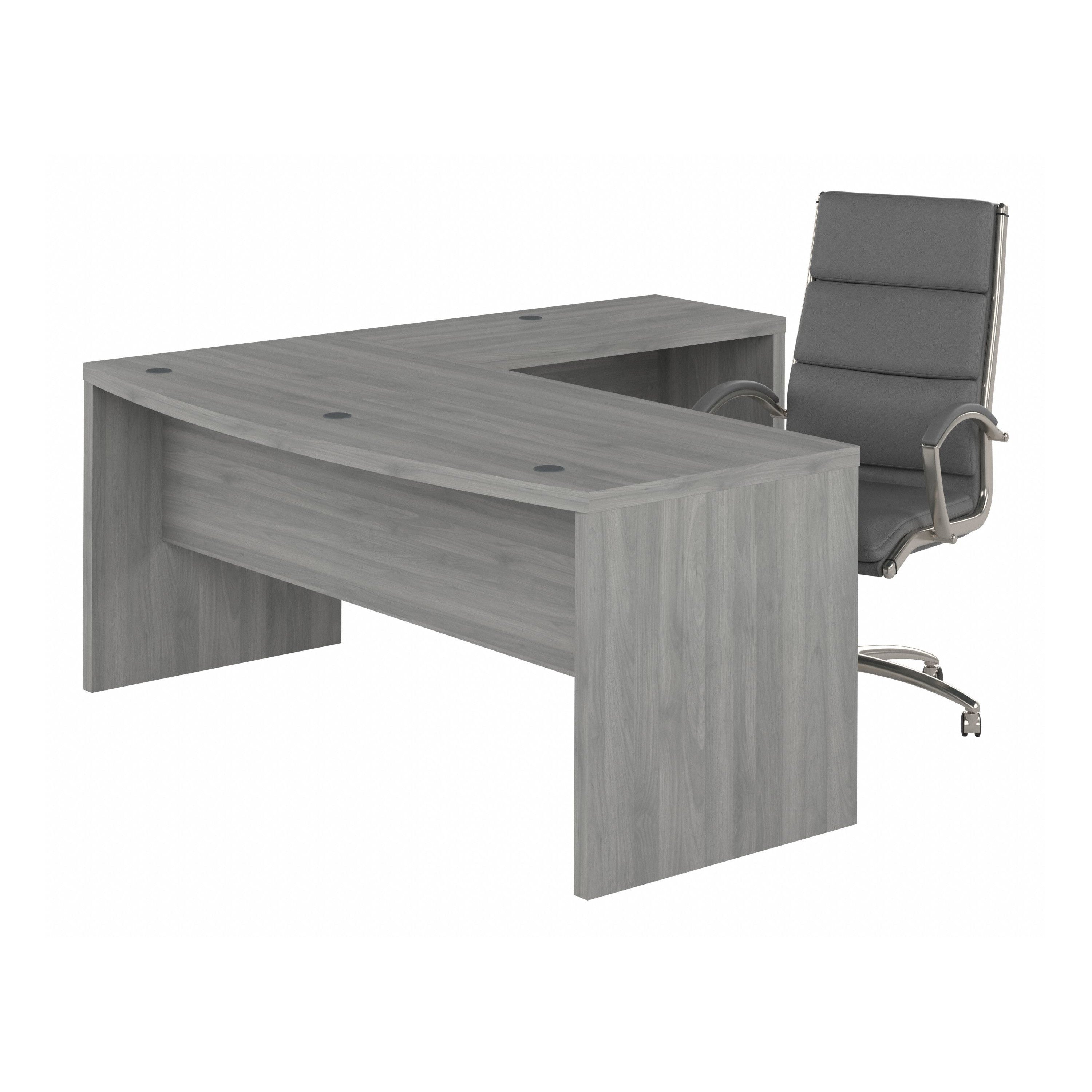 Bush Business Furniture Echo 72W Bow Front L Shaped Desk and Chair Set in Modern Gray - 71.97" Width x 77.32" Depth x 42.91" Height