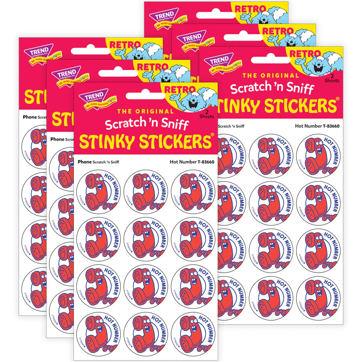 Hot Number/ Phone Scent Stickers, 24 Per Pack, 6 Packs