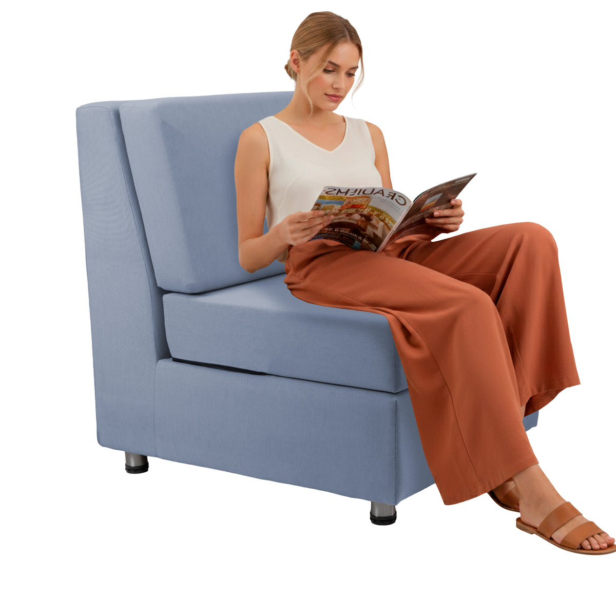 Outdoor Armless Chair with Sunbrella - Canvas Haze