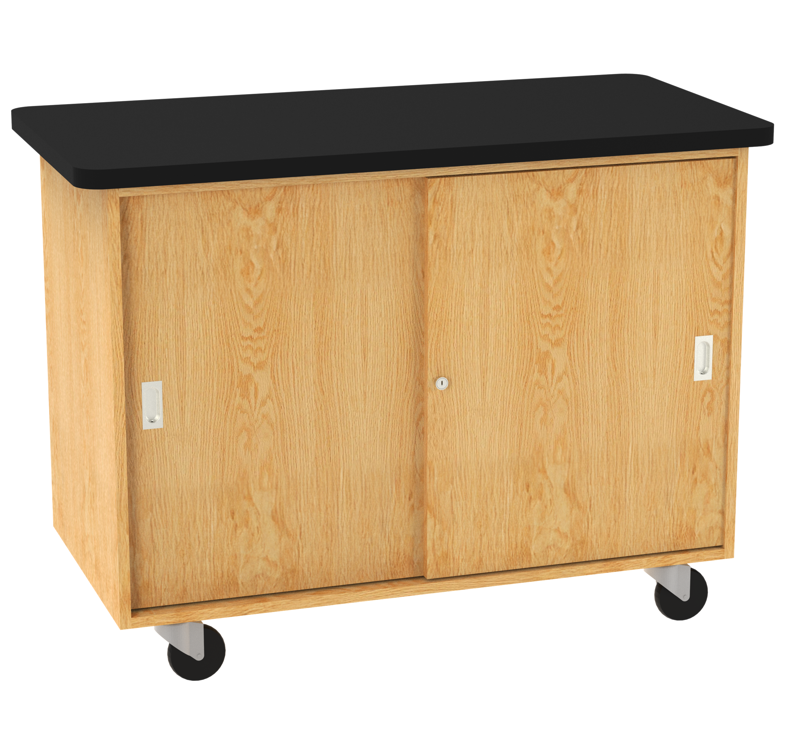 Access Touchdown Sliding Door Cabinet - Red Oak, 48"W x 24"D x 36"H