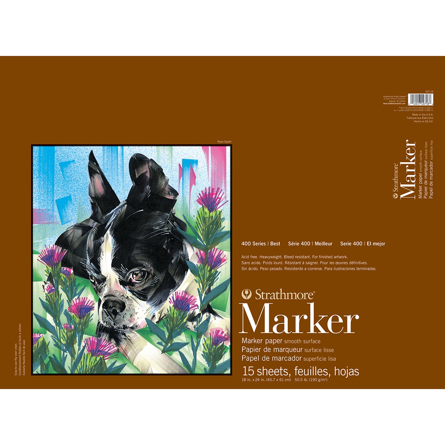 400 Series Marker Pad, Glue Binding, 15 Sheet, 18x24 inch, 1 Count