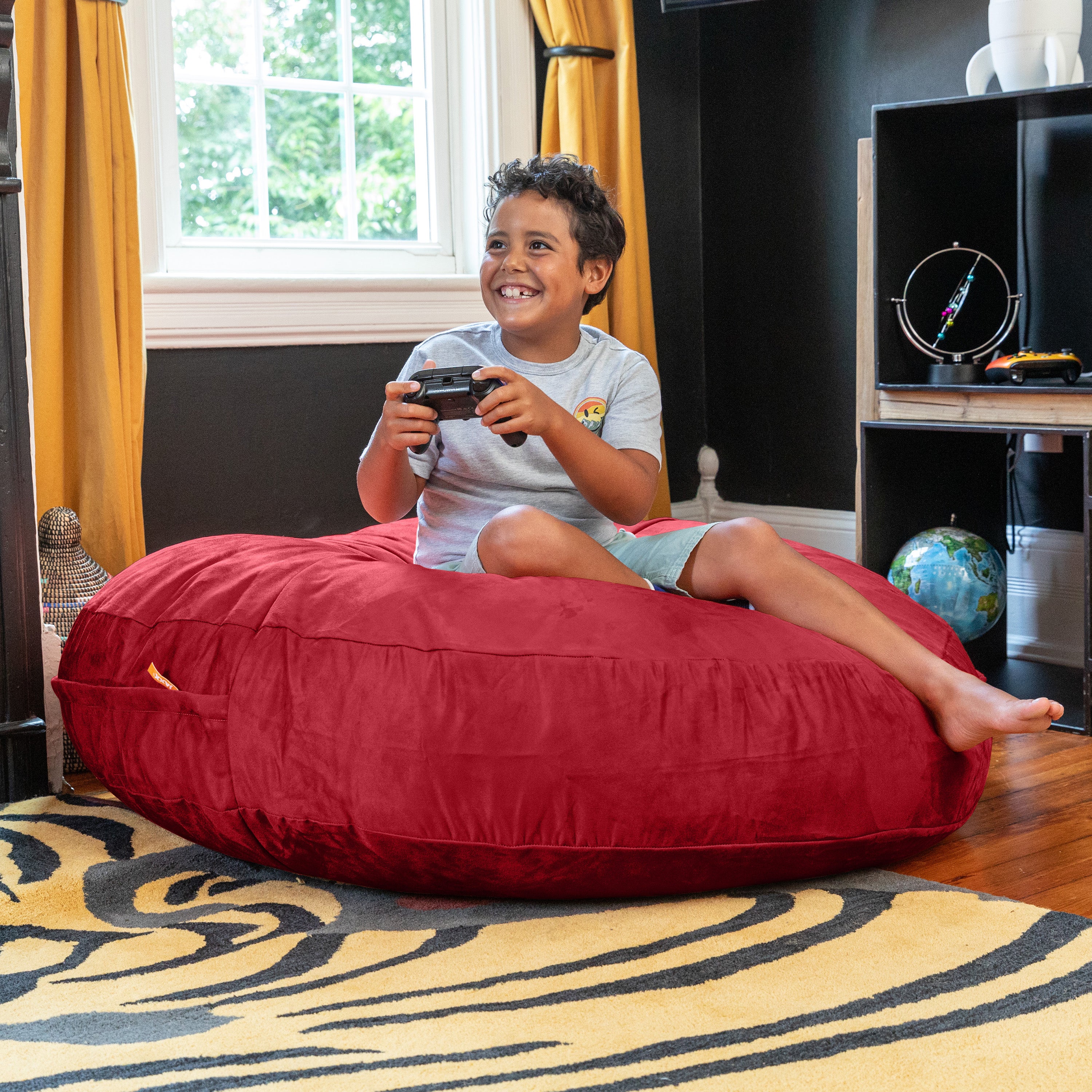 Jaxx Cocoon 4 Foot Bean Bag Chair and Crash Pad, Cherry