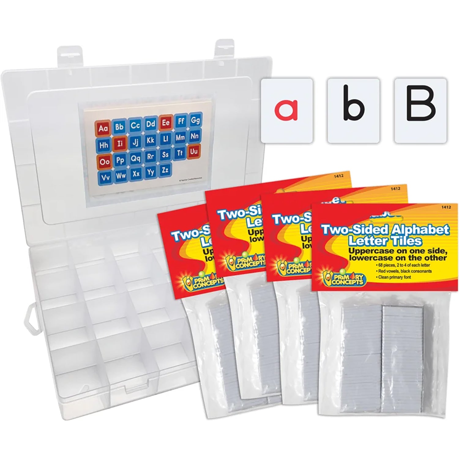 Two-Sided Alphabet Letter Tiles, 4 Sets, 272 Pieces