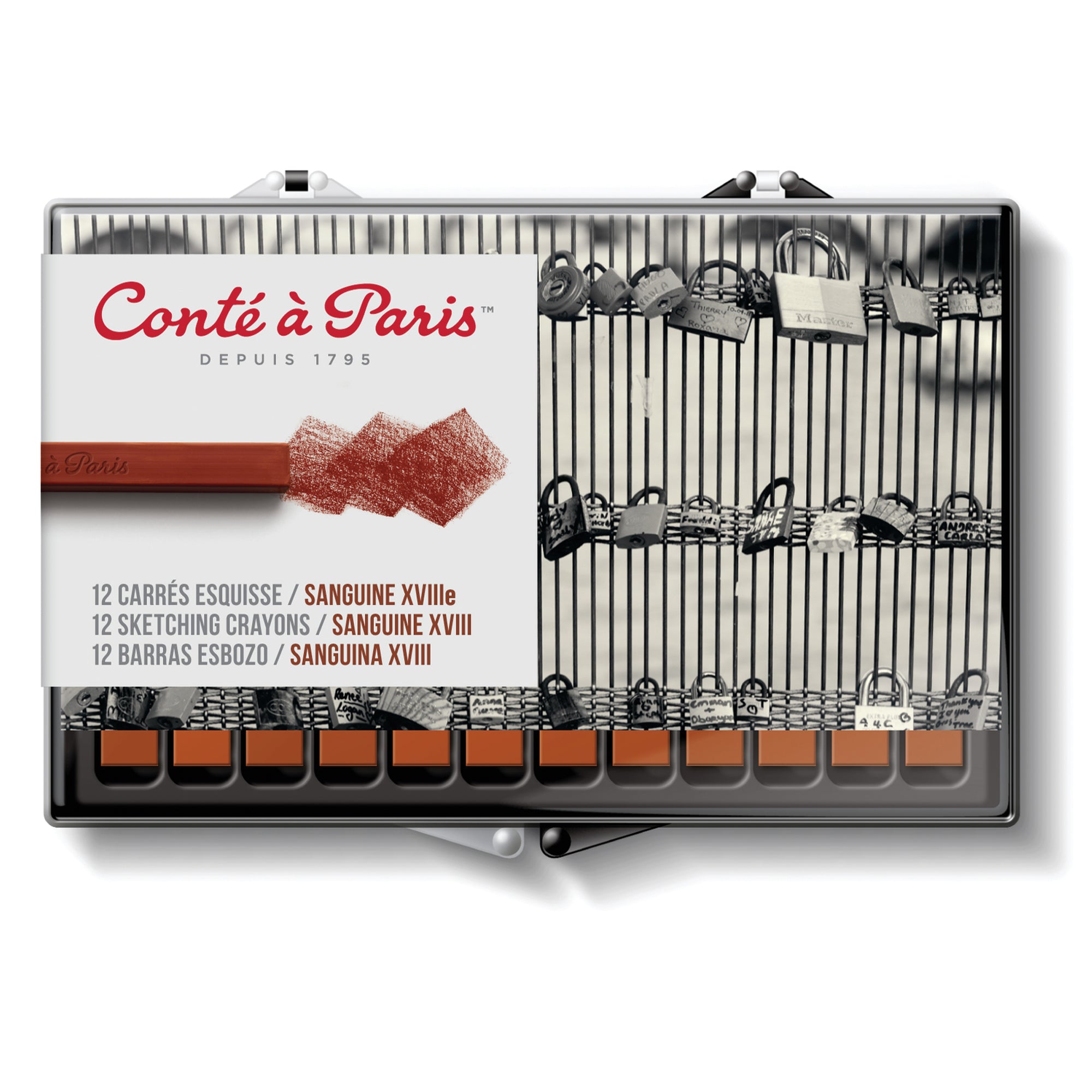 Carrés Esquisse Sketching Crayons, Sanguine (2450), Set of 12