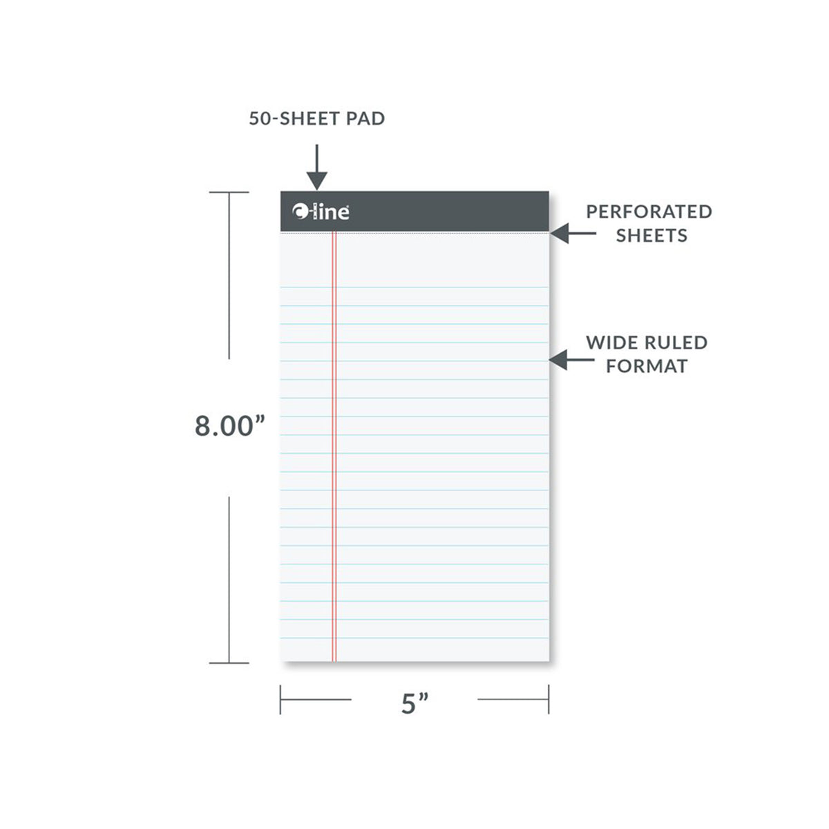 (4 EA) LEGAL PAD WHITE 50CT 5X8