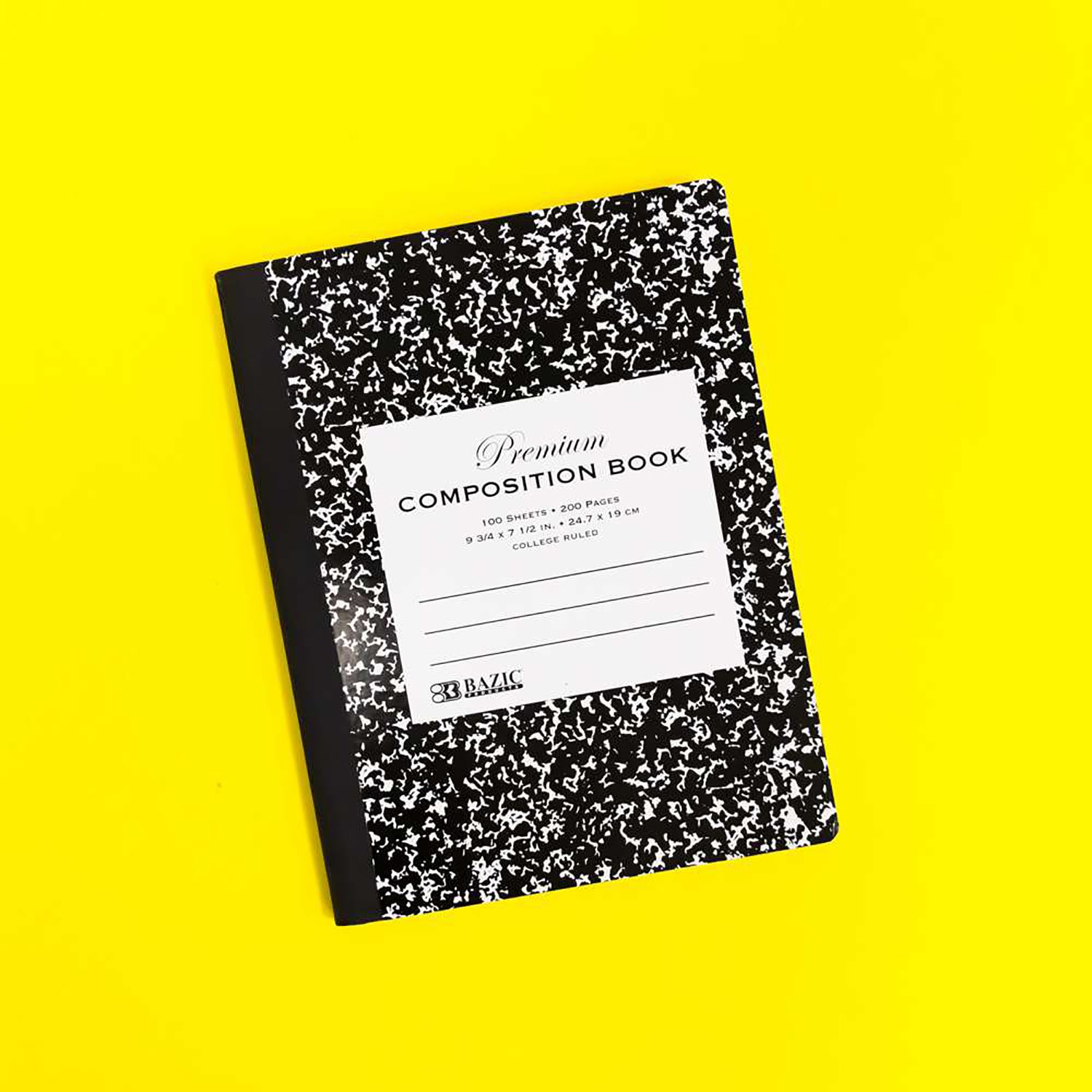 Premium Composition Book, College Ruled, Black Marble, 100 Sheets