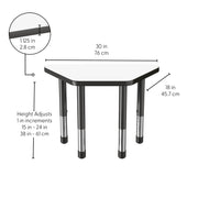 18" x 30" Trapezoid Dry-Erase Activity Table with Adjustable Chunky Legs - Whiteboard/Black