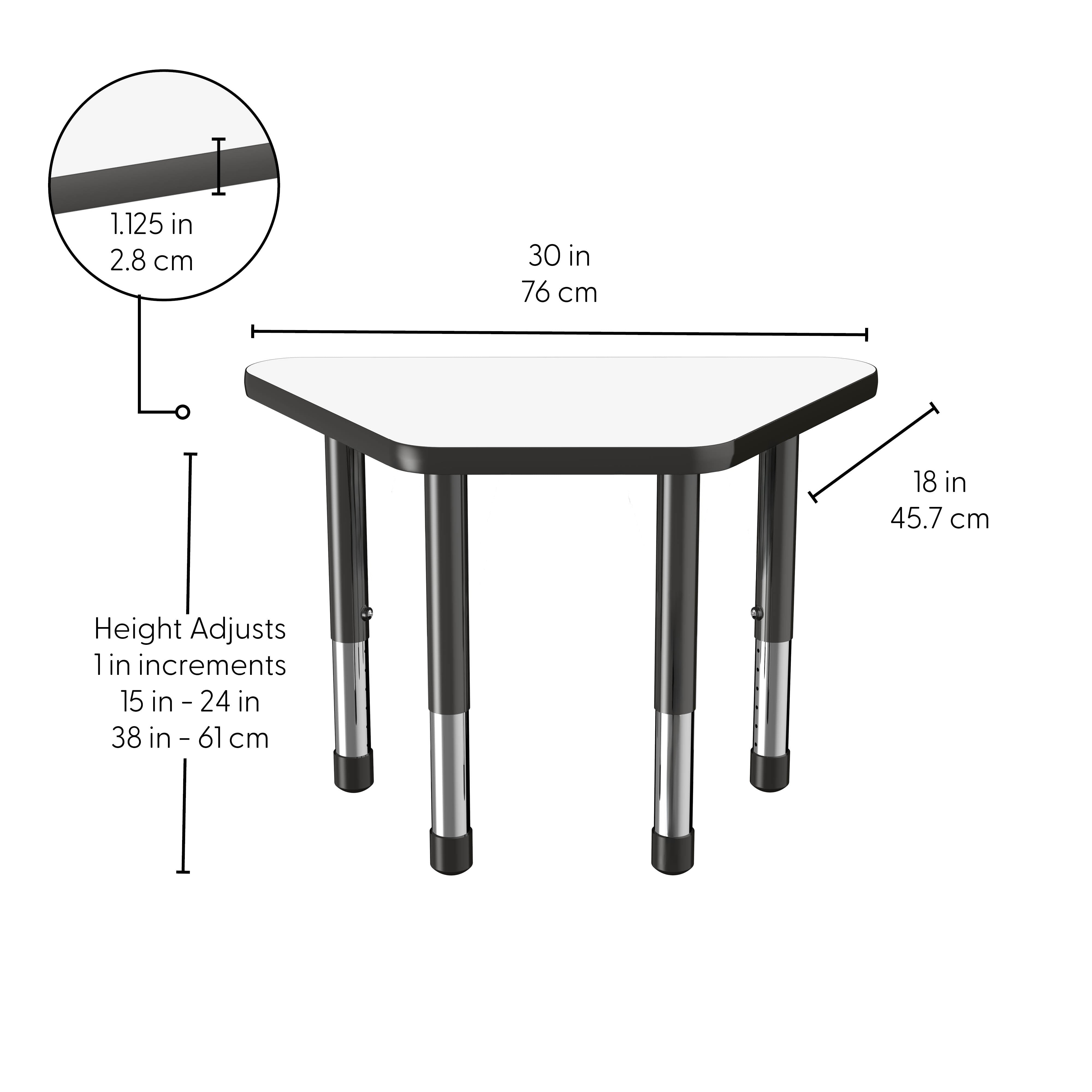 18" x 30" Trapezoid Dry-Erase Activity Table with Adjustable Chunky Legs - Whiteboard/Black