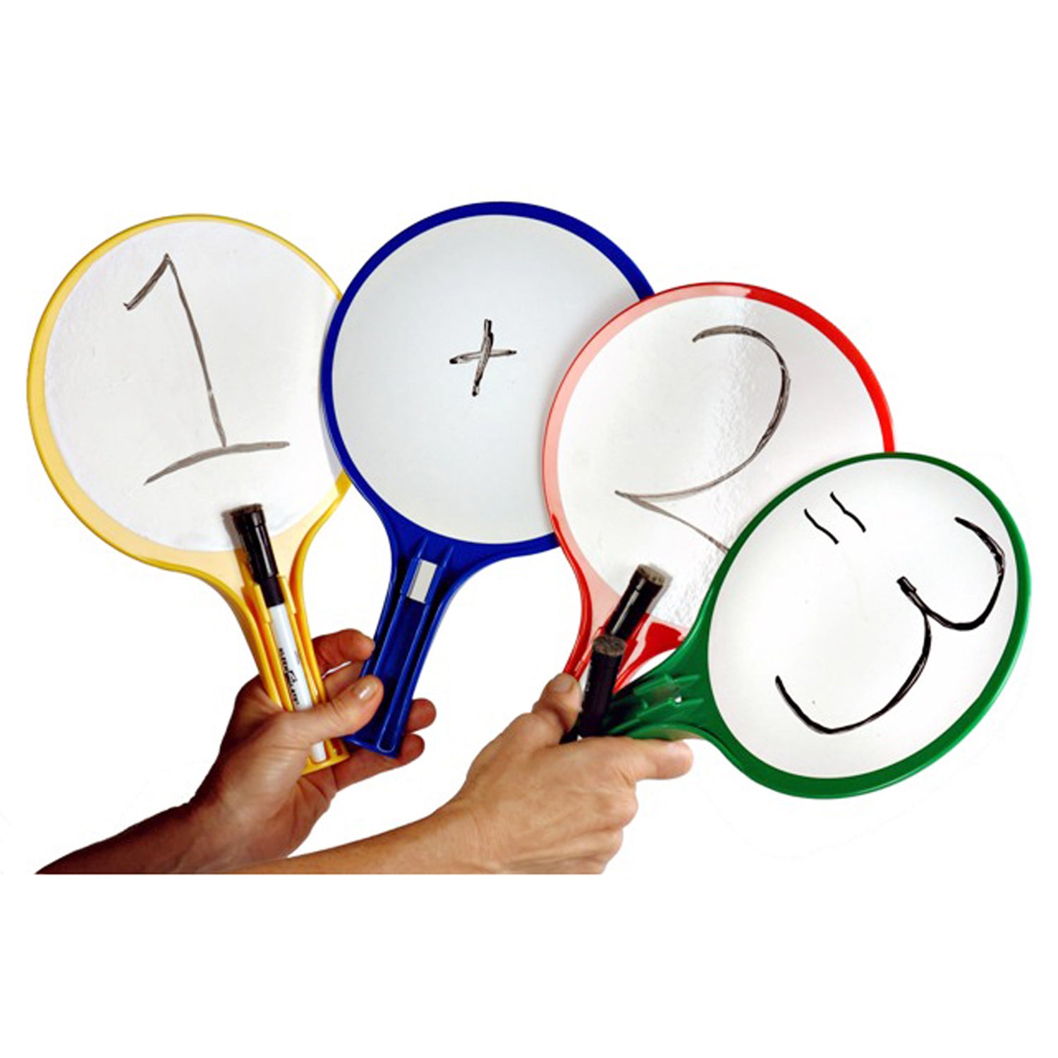 Round Double-Sided Whiteboard Paddles with Markers, Pack of 24