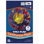 Construction Paper, Heavyweight, White, 9" x 12", 50 Sheets